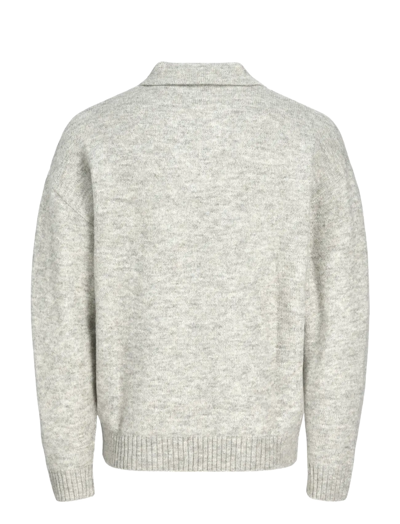 Jack & Jones - JJSOHO OLLIE KNIT SPLIT NECK LN - langärmelige gestrickte polohemden - light grey melange - 2