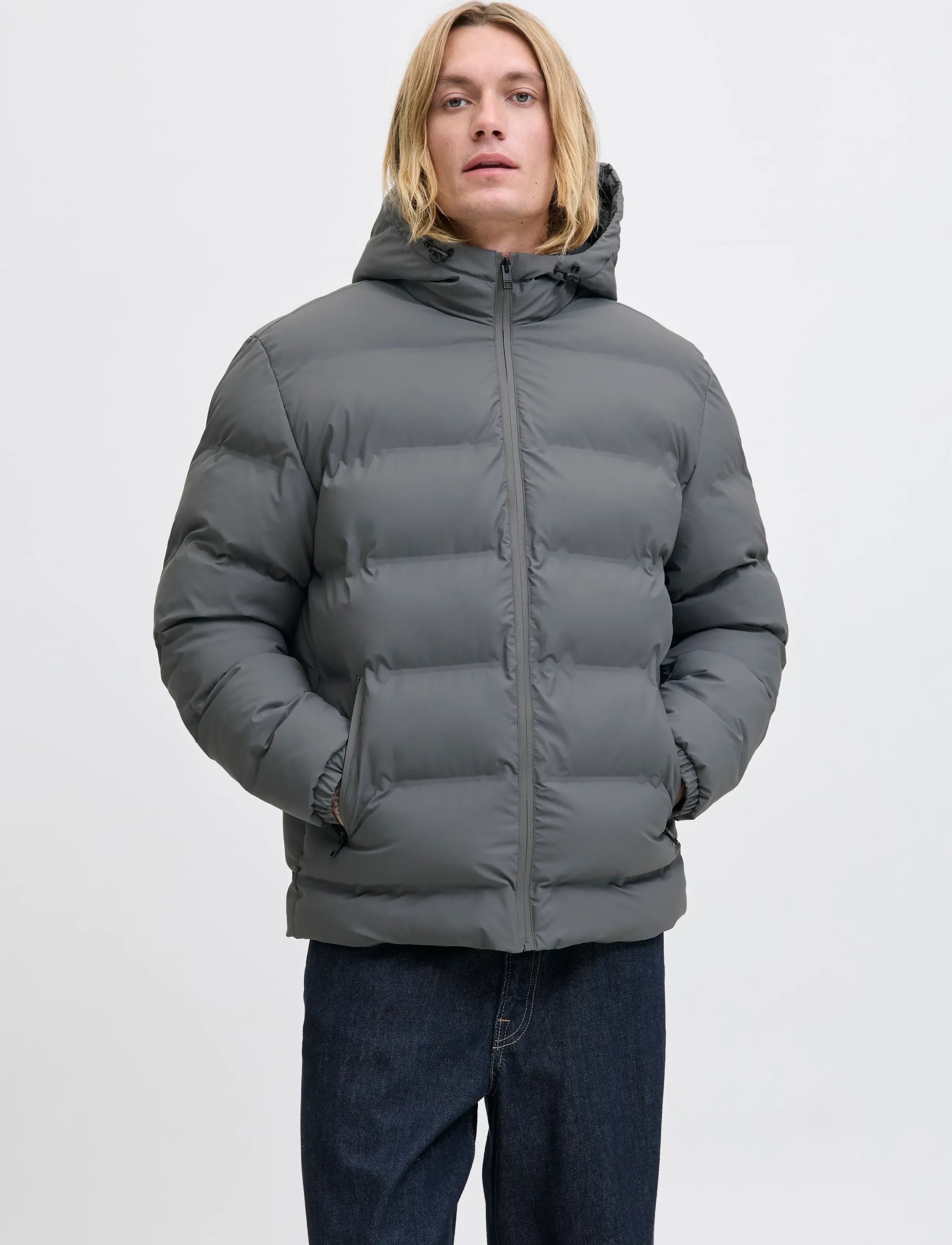 Jack & Jones Jjelements Pu Puffer Sn, M, Jackets, Grau - Padded Männerswear