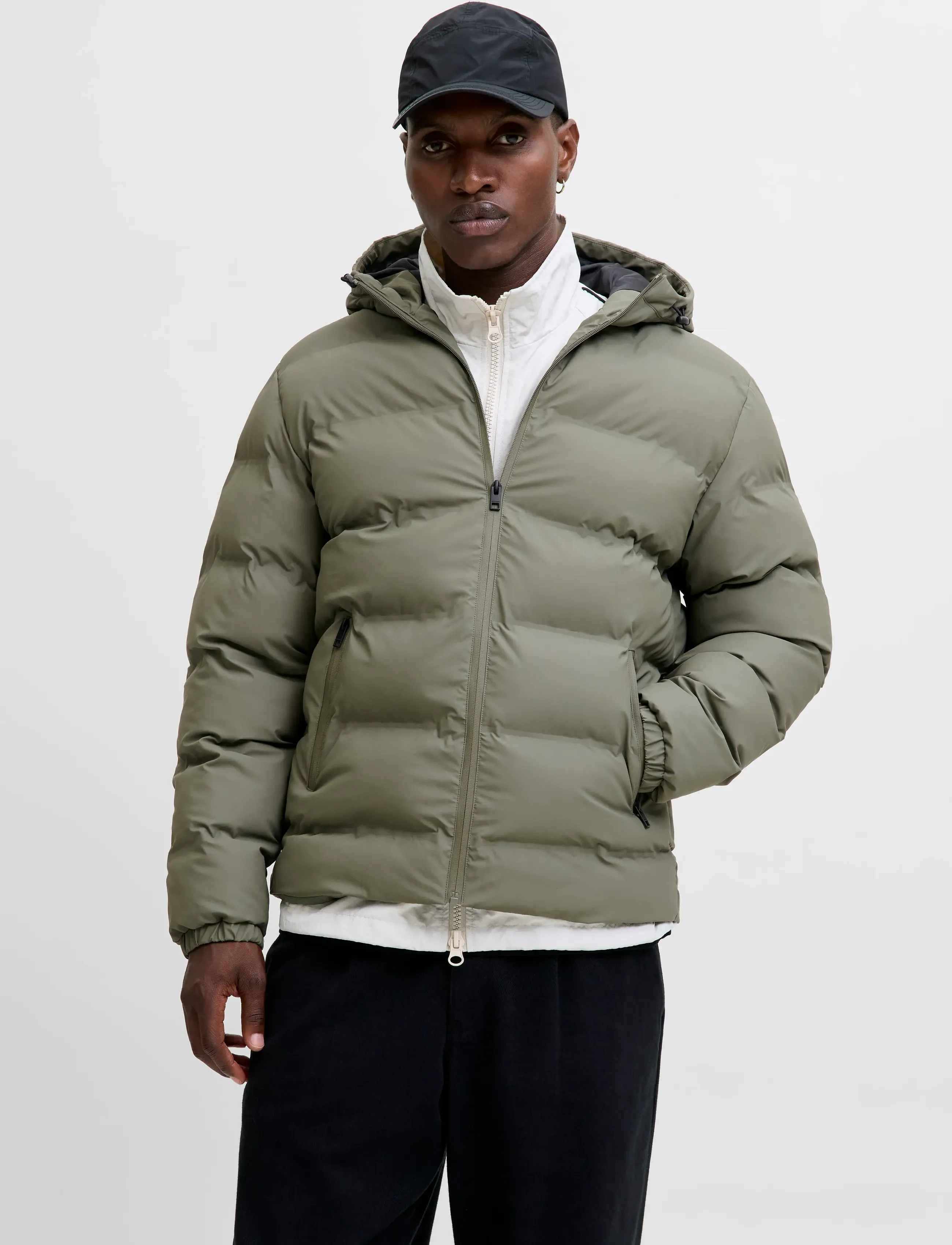 Jack & Jones JJELEMENTS PU PUFFER SN - Jacken - DUSTY OLIVE / khaki/green