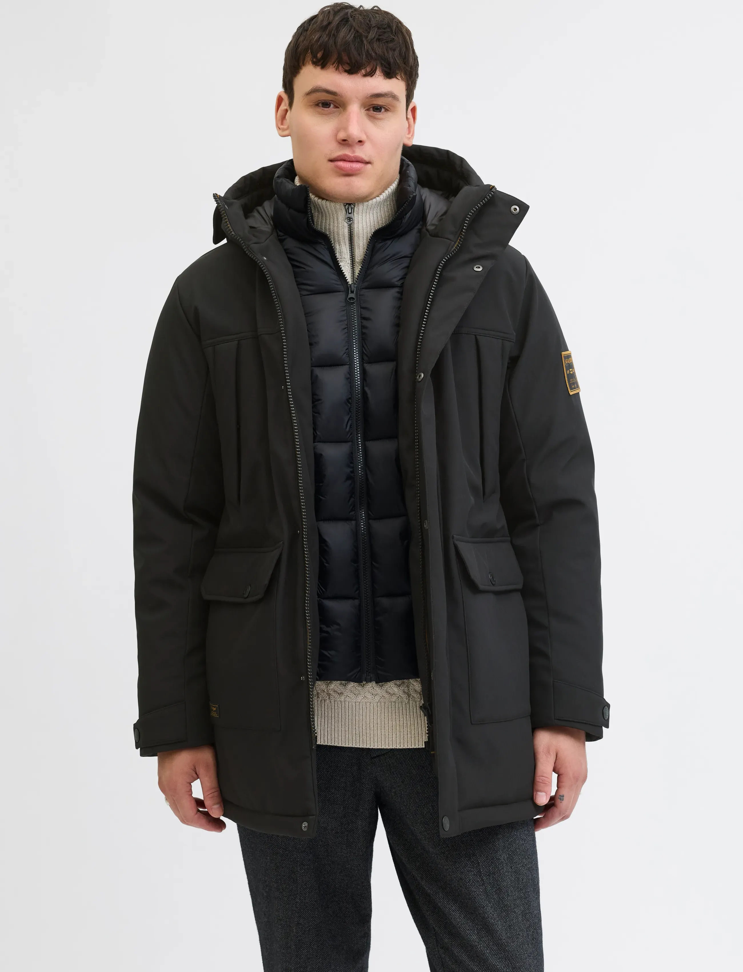 Jack & Jones JJFINN SOFTSHELL PARKA - Kläder - BLACK / black