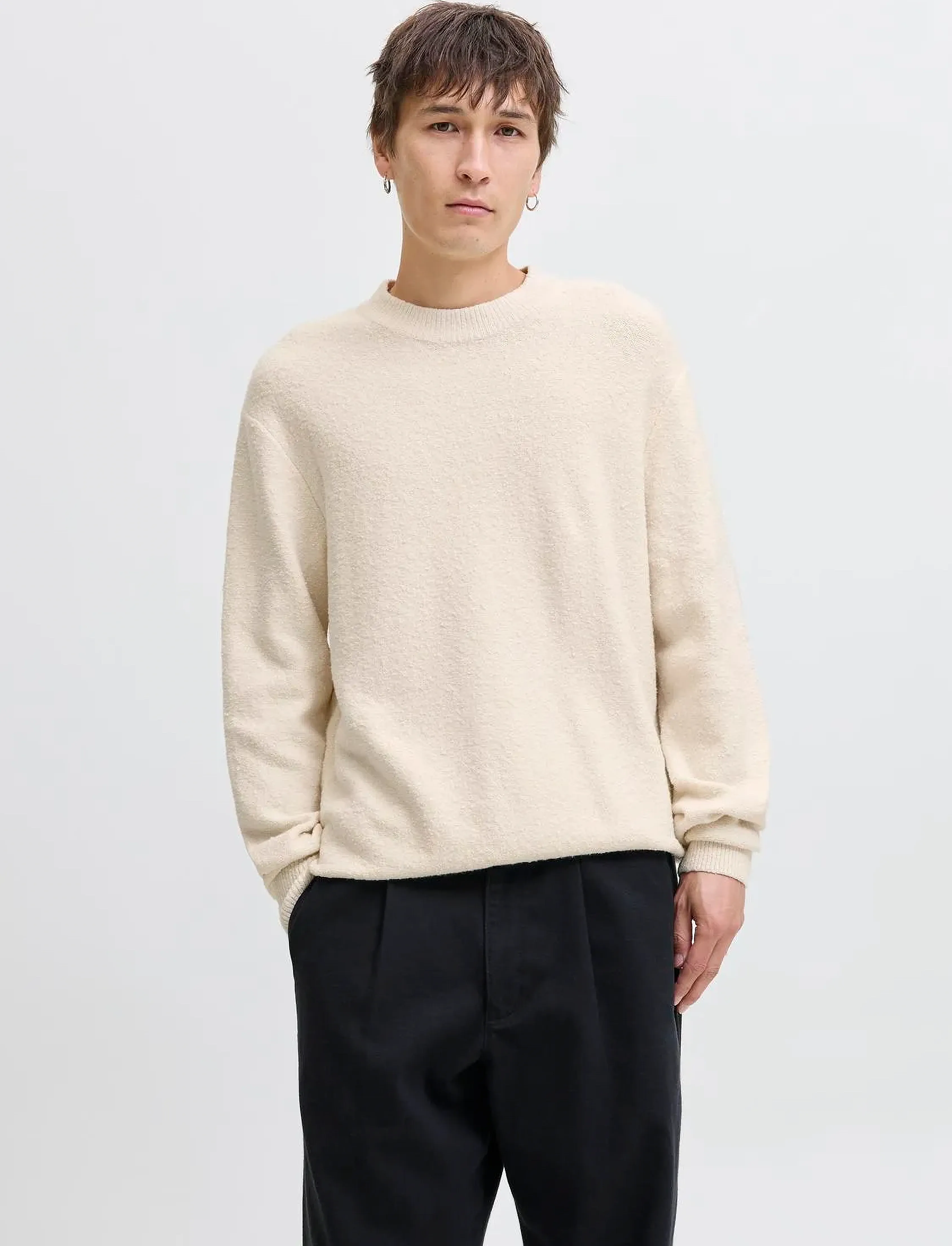 Jack & Jones JJSPENCE KNIT CREW NECK - Looks for less - SEA SALT / cream