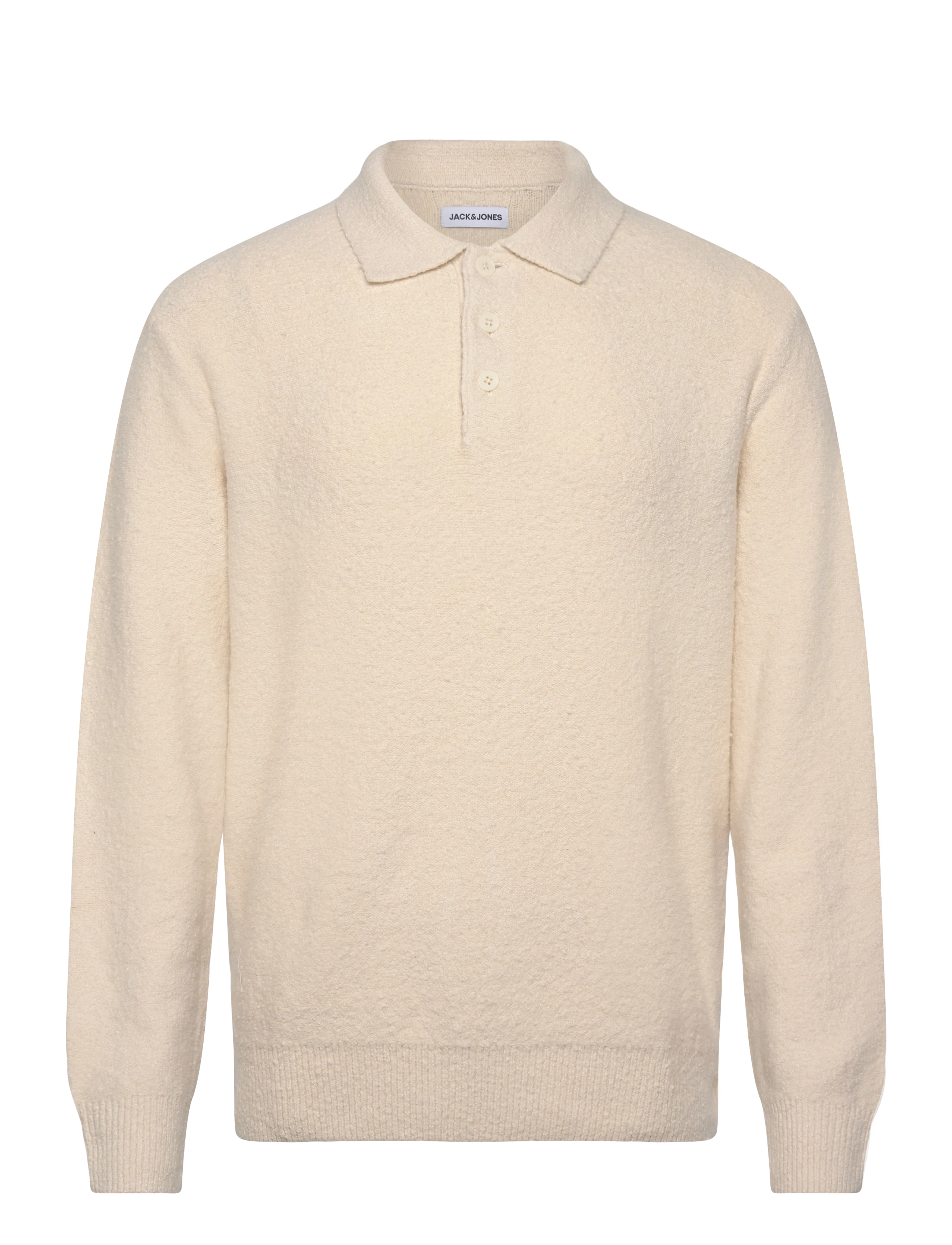 Jack & Jones Jjspence Knit Polo Ls, Strikket Polotrøje, Cream, Str: XL