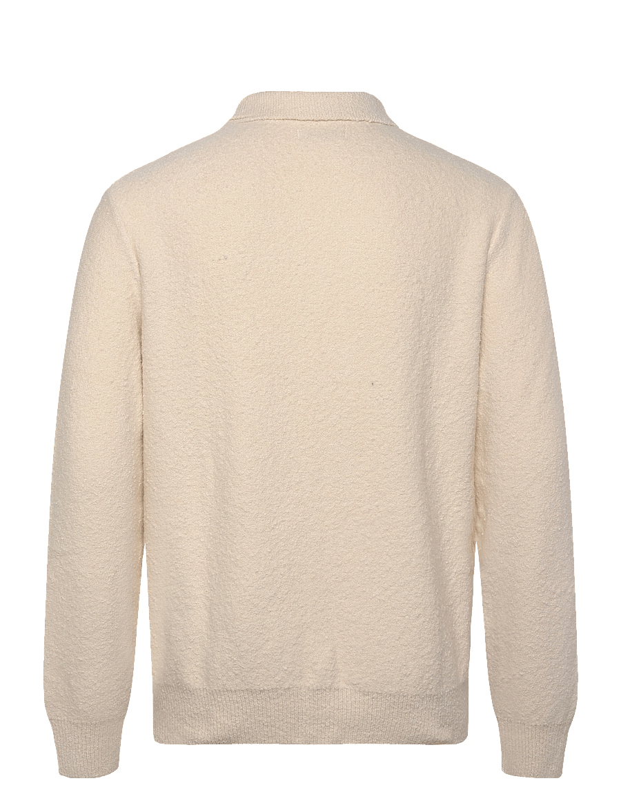 Jack & Jones - JJSPENCE KNIT POLO LS - långärmade stickade pikétröjor - sea salt - 1