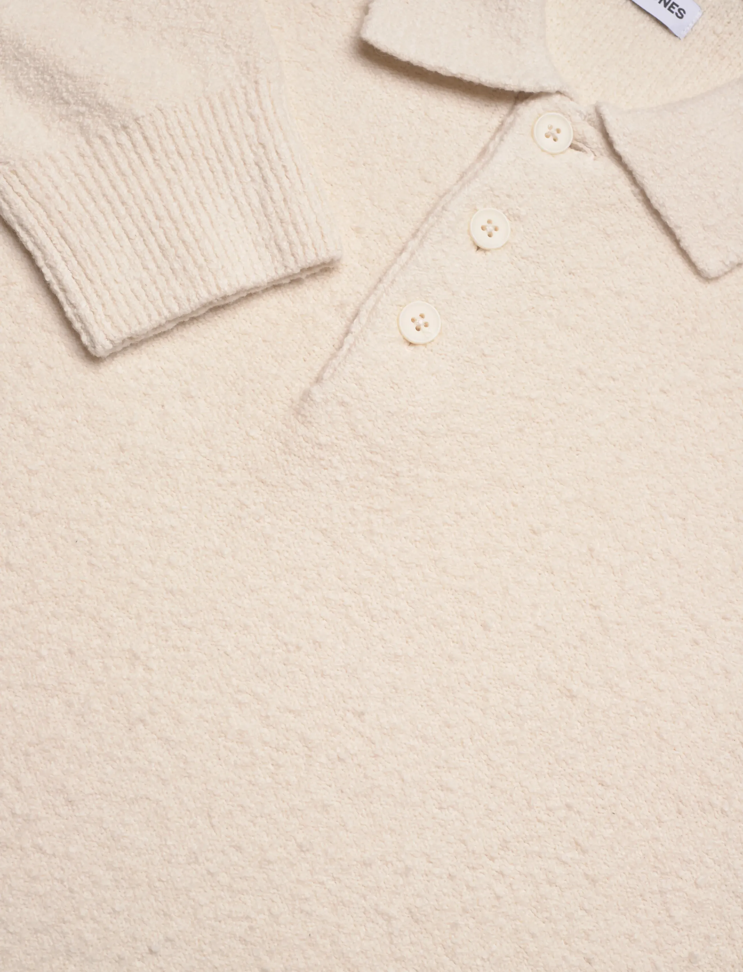 Jack & Jones - JJSPENCE KNIT POLO LS - långärmade stickade pikétröjor - sea salt - 2