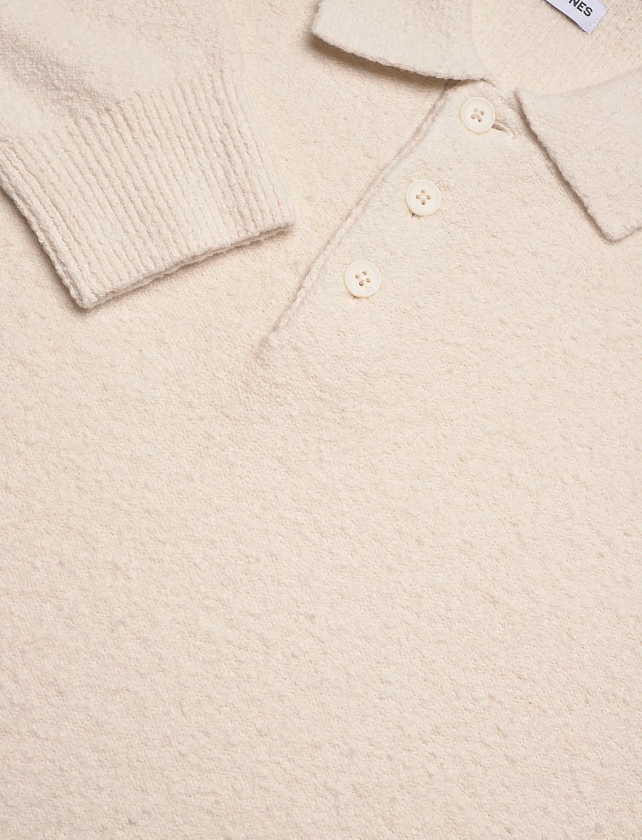 Jack & Jones - JJSPENCE KNIT POLO LS - långärmade stickade pikétröjor - sea salt - 2