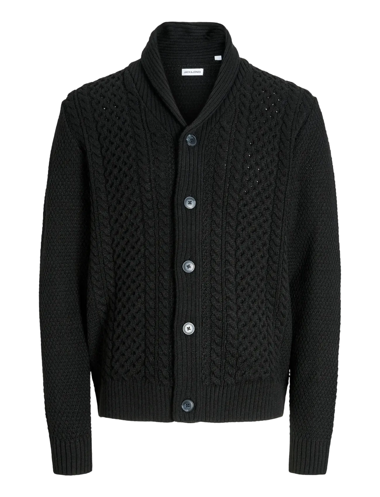 Jack & Jones JJPAUL KNIT SHAWL CARDIGAN - Strickmode - BLACK / black