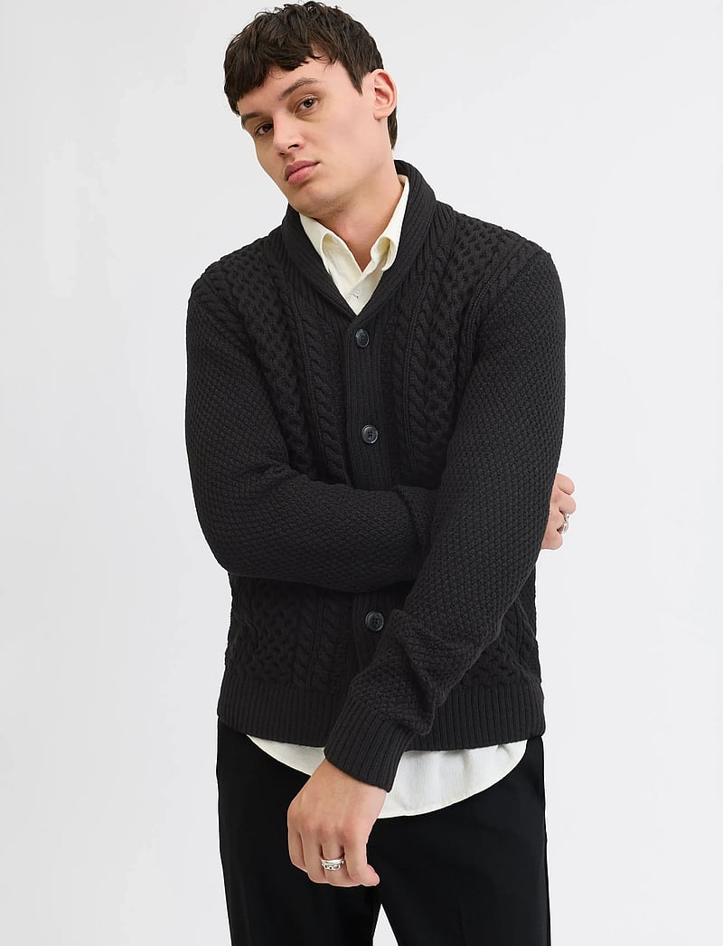 Jack & Jones - JJPAUL KNIT SHAWL CARDIGAN - cardigans - black - 0