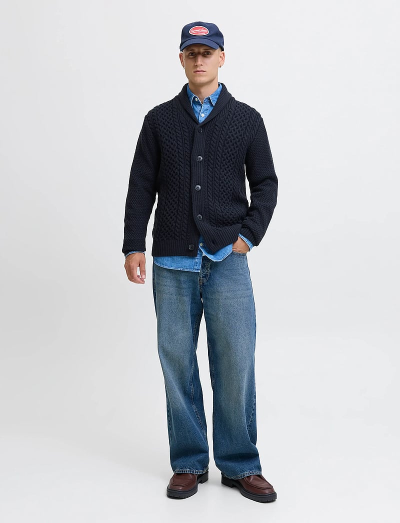 Jack & Jones - JJPAUL KNIT SHAWL CARDIGAN - koftor - sky captain - 0
