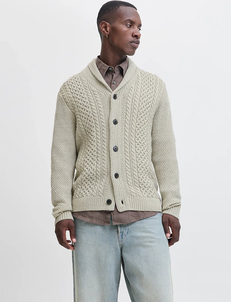 Jack & Jones - JJPAUL KNIT SHAWL CARDIGAN - cardigans - white melange - 0