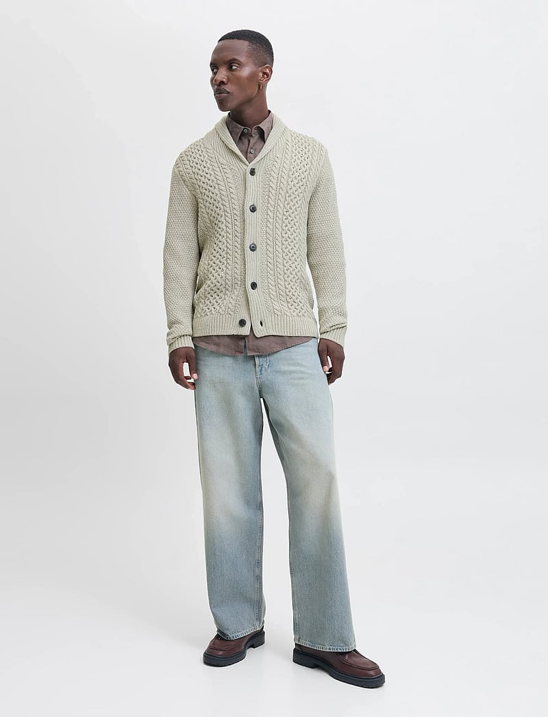 Jack & Jones - JJPAUL KNIT SHAWL CARDIGAN - cardigans - white melange - 3