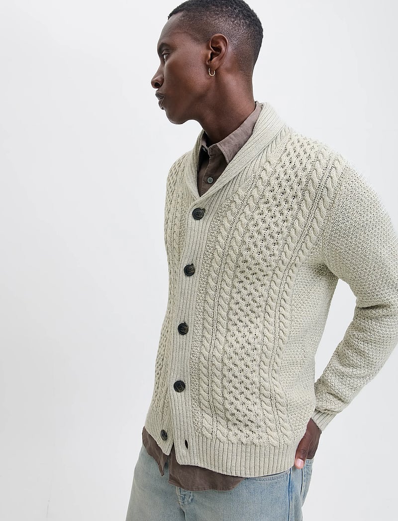 Jack & Jones - JJPAUL KNIT SHAWL CARDIGAN - cardigans - white melange - 5