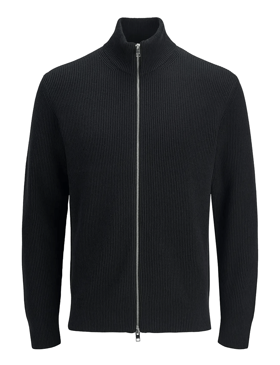 Jack & Jones - JJEPERFECT KNIT ZIP CARDIGAN SN - full zip jumpers - black - 1
