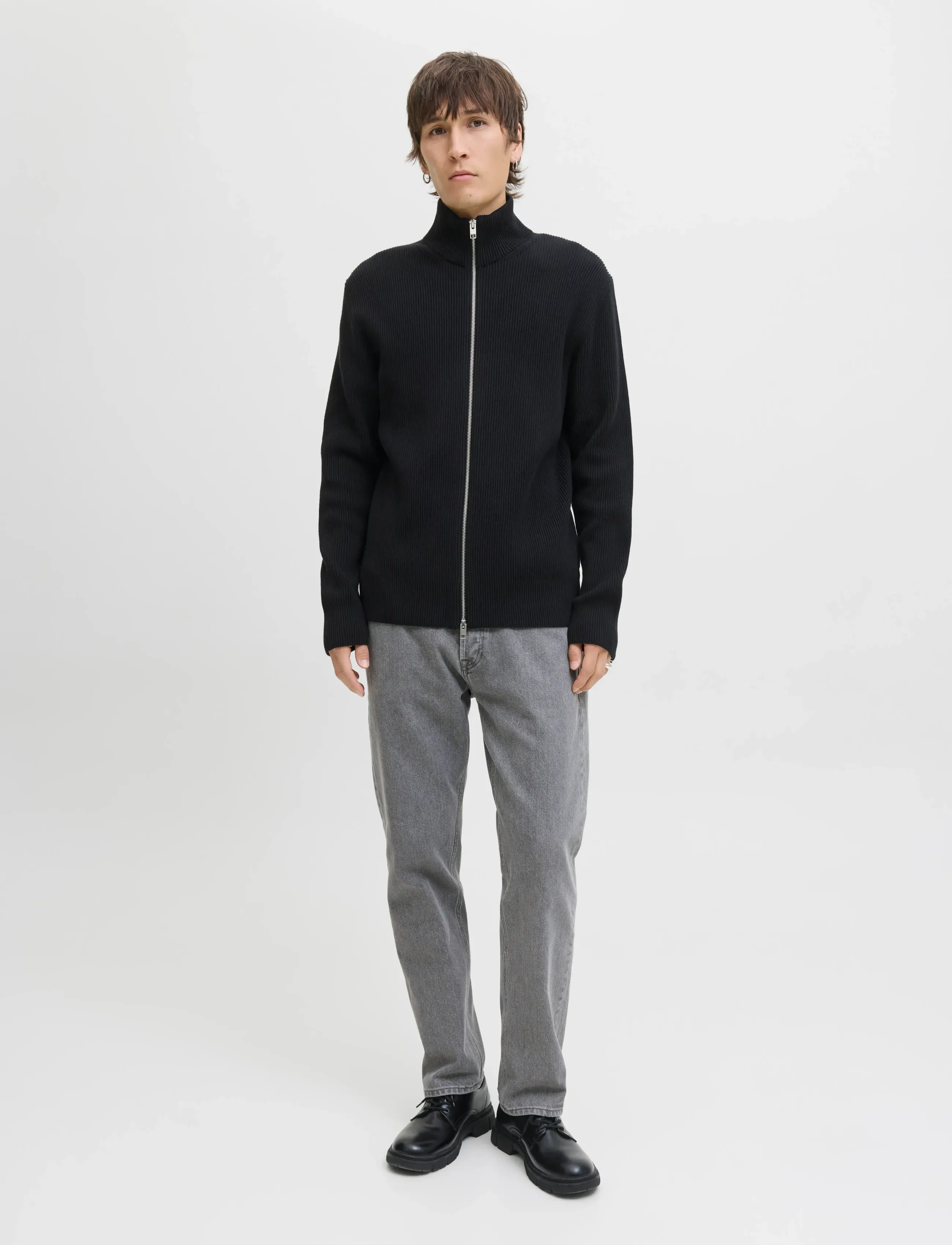 Jack & Jones - JJEPERFECT KNIT ZIP CARDIGAN SN - pullover mit durchgehendem reißverschluss - black - 4