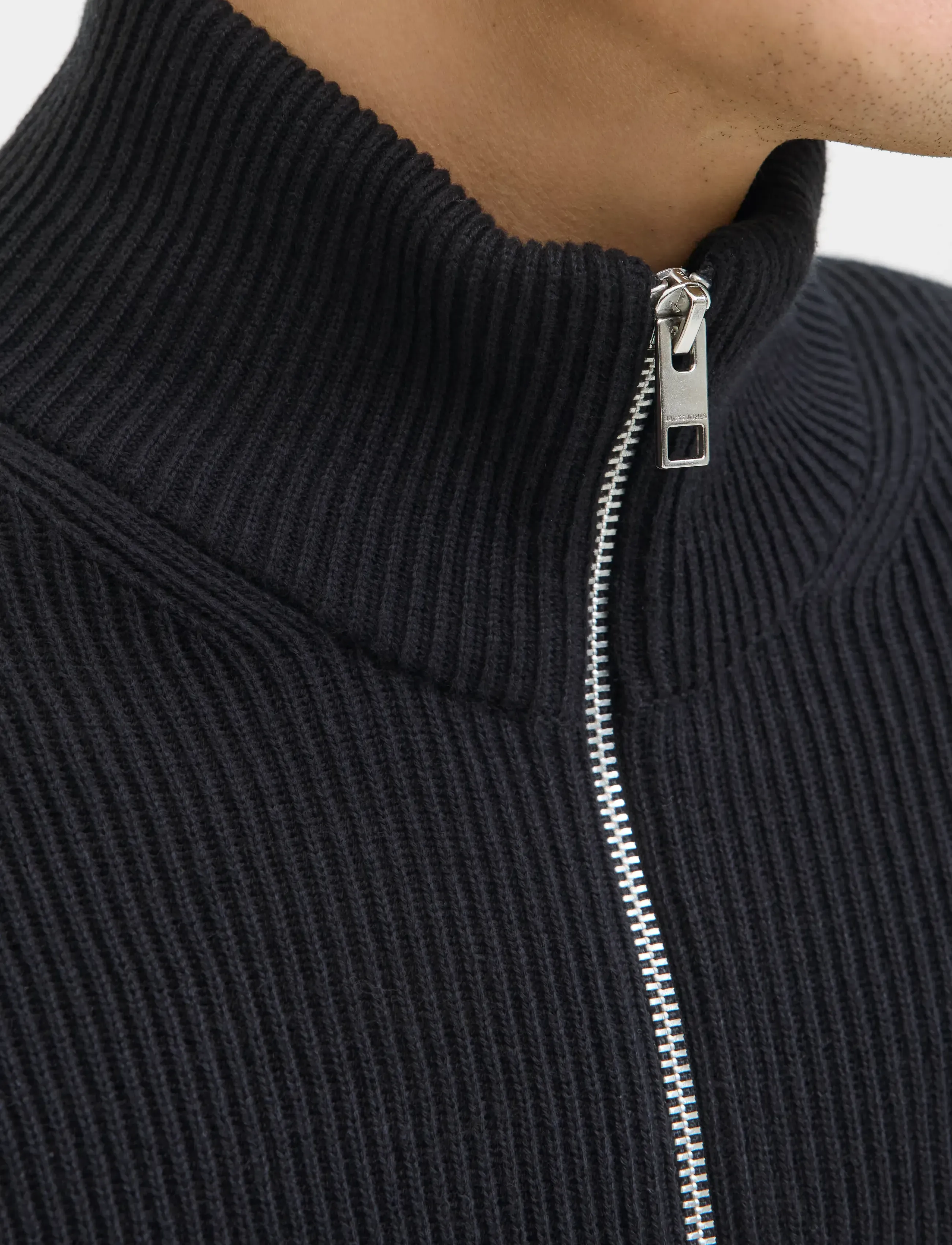 Jack & Jones JJEPERFECT KNIT ZIP CARDIGAN SN - Pullover mit durchgehendem Reißverschluss - BLACK / black