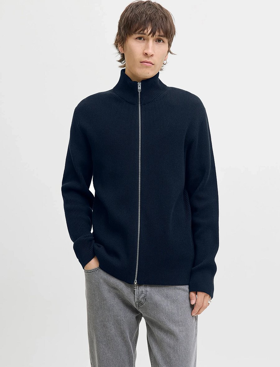 Jack & Jones - JJEPERFECT KNIT ZIP CARDIGAN SN - pullover mit durchgehendem reißverschluss - sky captain - 0
