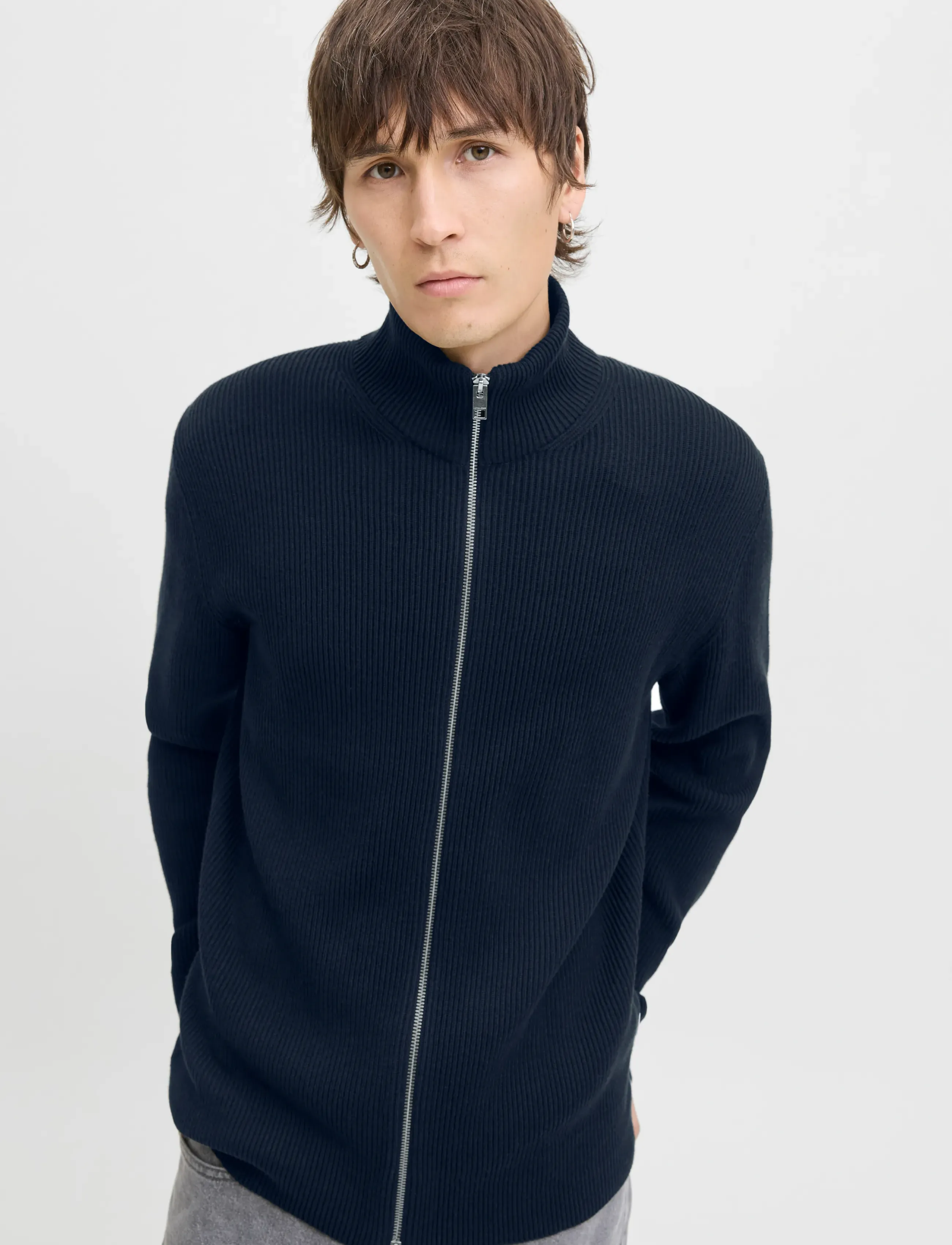 Jack & Jones JJEPERFECT KNIT ZIP CARDIGAN SN - Strik - SKY CAPTAIN / navy