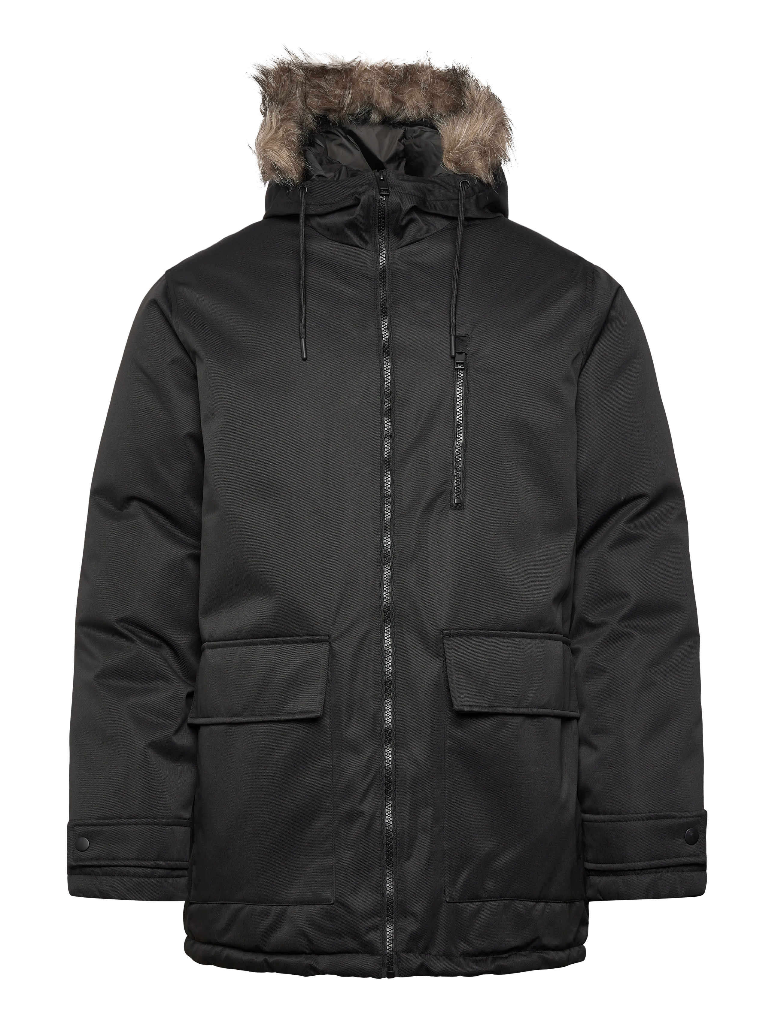Jack & Jones JJCHARLIE DETACHABLE FAUX FUR PARKA - Klær - BLACK / black