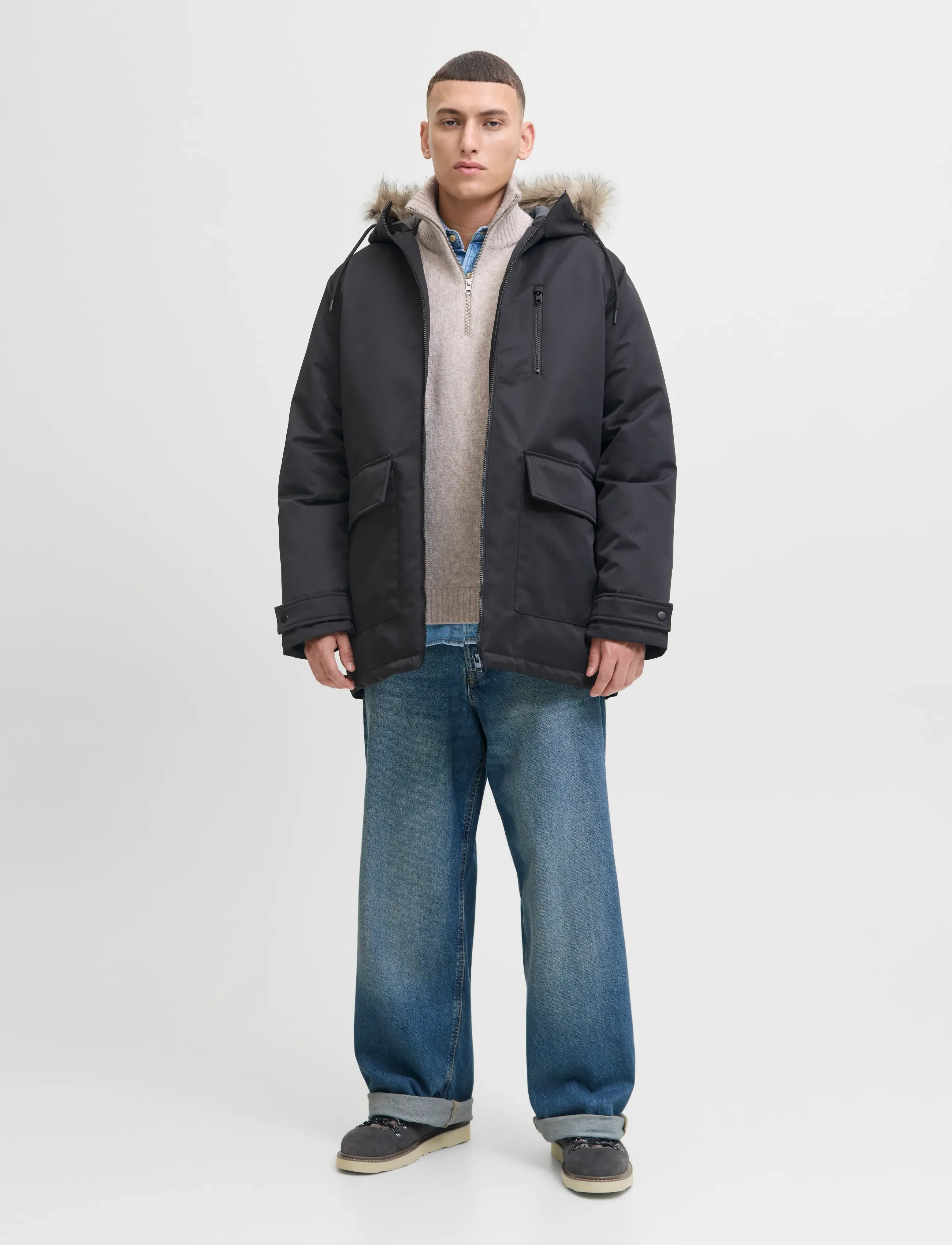 Jack & Jones - JJCHARLIE DETACHABLE FAUX FUR PARKA - parkas - black - 4