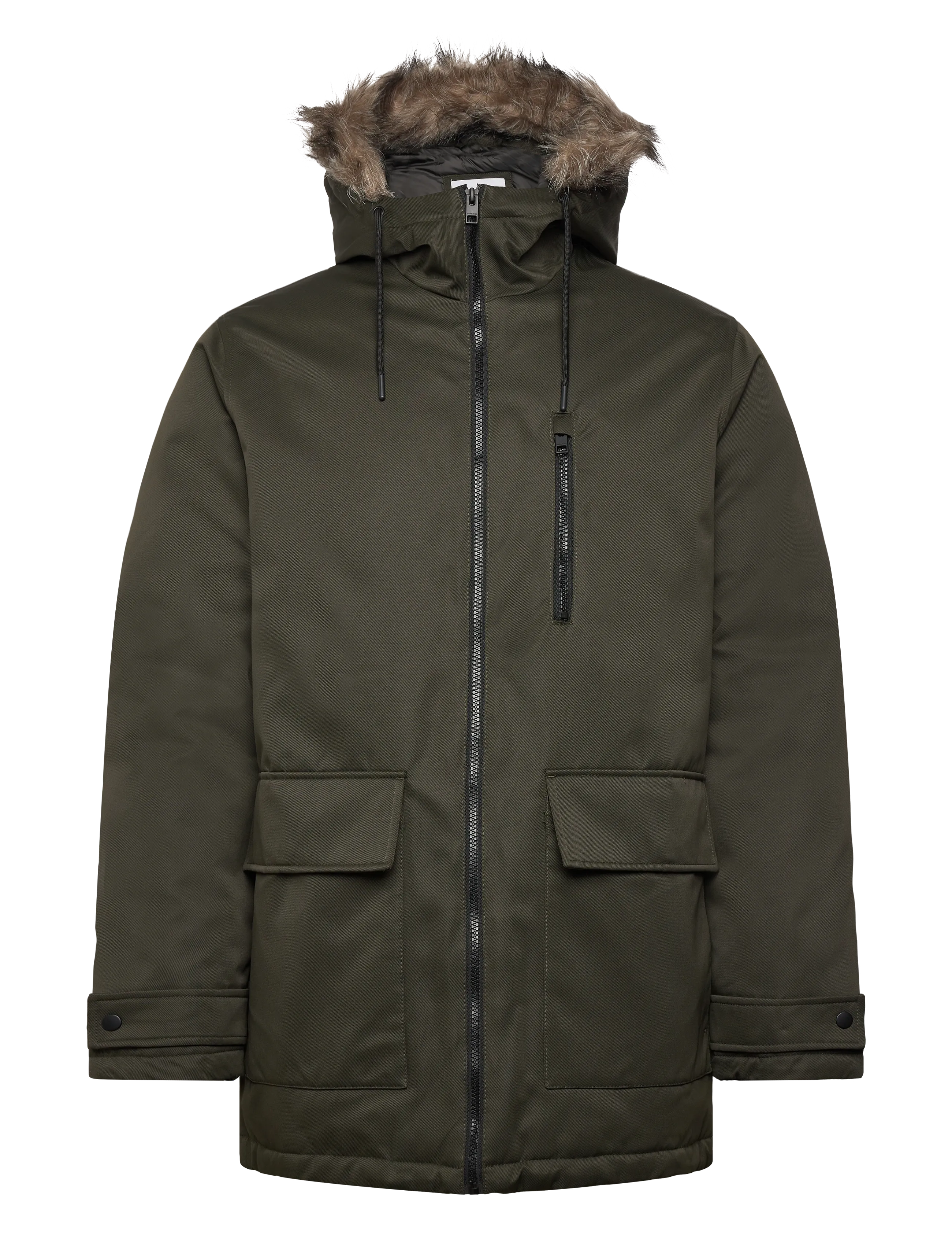 Jack & Jones JJCHARLIE DETACHABLE FAUX FUR PARKA - Klær - ROSIN / green
