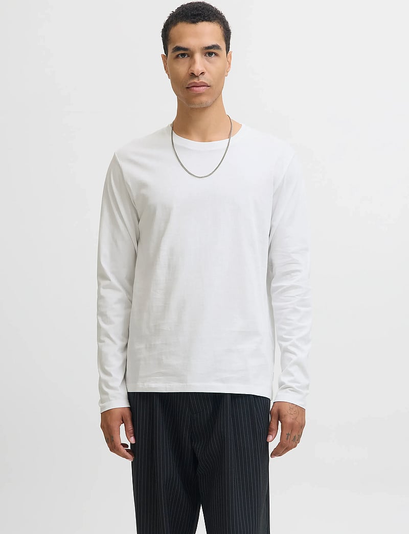Jack & Jones - JJEORGANIC BASIC TEE LS O-NECK NOOS - langærmede t-shirts - white - 0