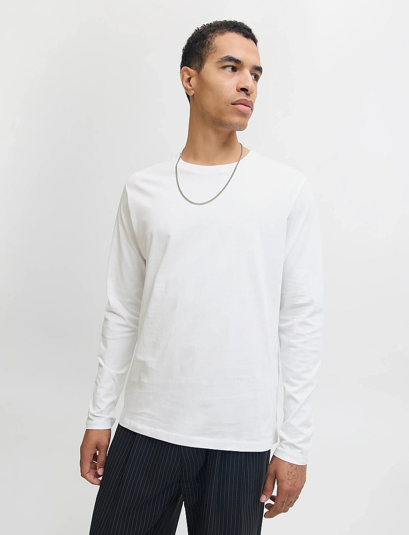 Jack & Jones - JJEORGANIC BASIC TEE LS O-NECK NOOS - langærmede t-shirts - white - 4