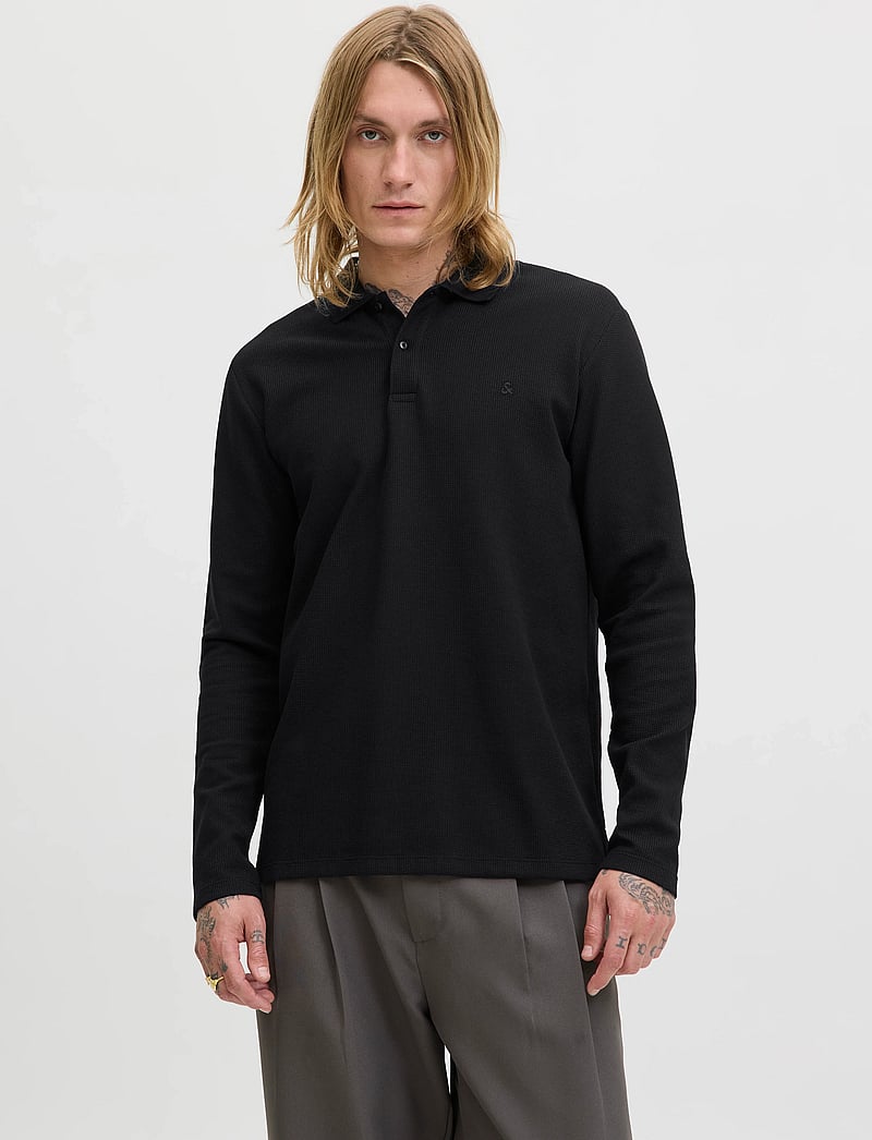 Jack & Jones - JJEAUSTIN POLO LS NOOS - långärmade pikéer - black - 0
