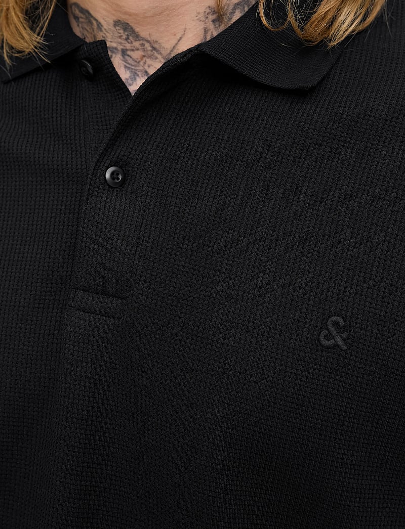 Jack & Jones - JJEAUSTIN POLO LS NOOS - långärmade pikéer - black - 3