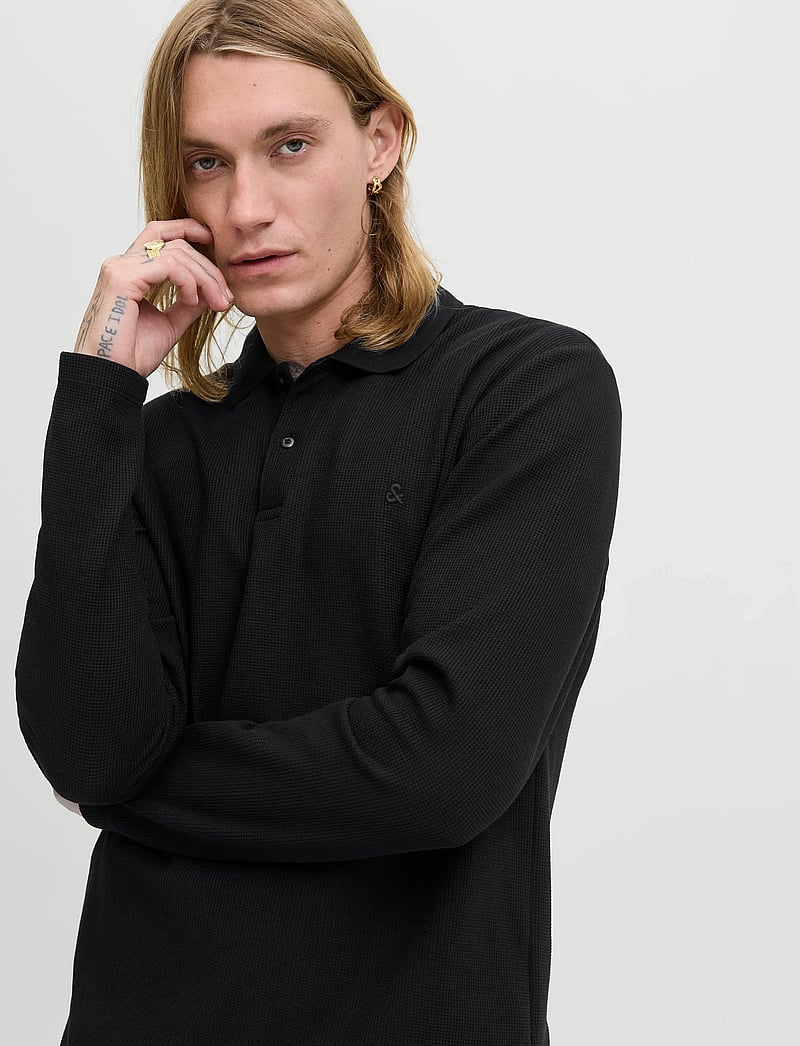 Jack & Jones - JJEAUSTIN POLO LS NOOS - långärmade pikéer - black - 5
