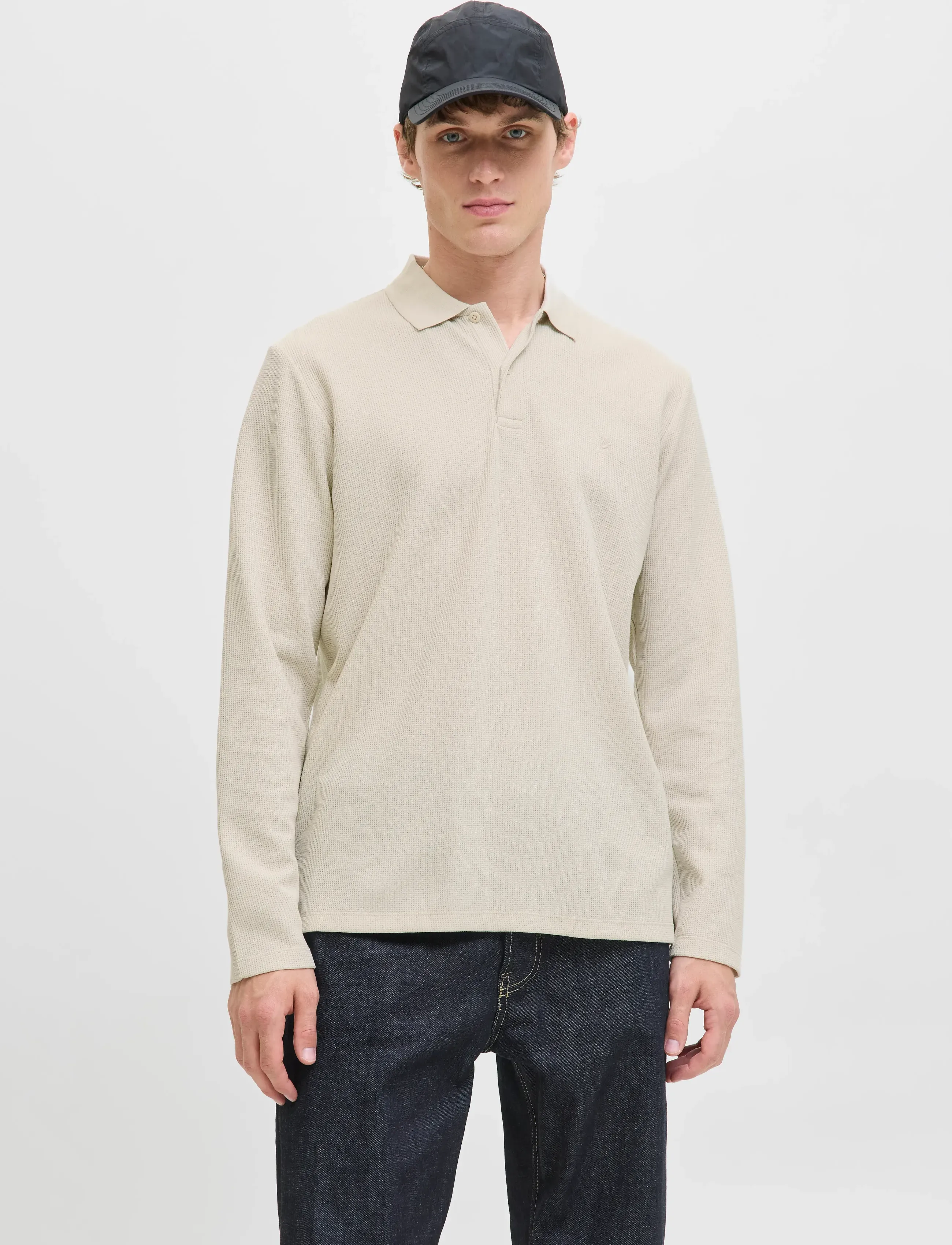 Jack & Jones JJEAUSTIN POLO LS NOOS - Pikéer - MOONBEAM / cream