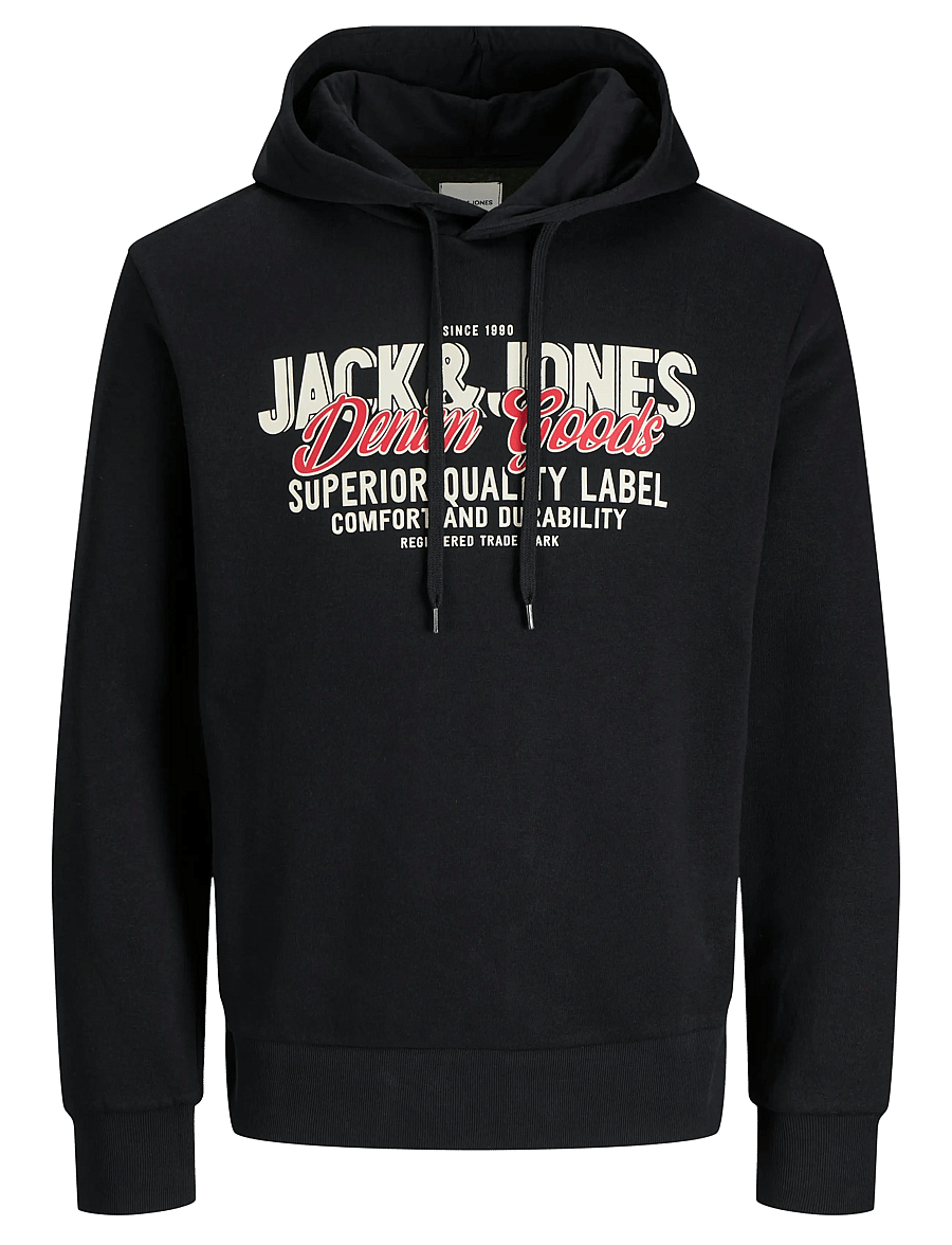 Jack & Jones - JJELOGO SWEAT HOOD 2 COL 25/26 NOOS - hættetrøjer - black - 1