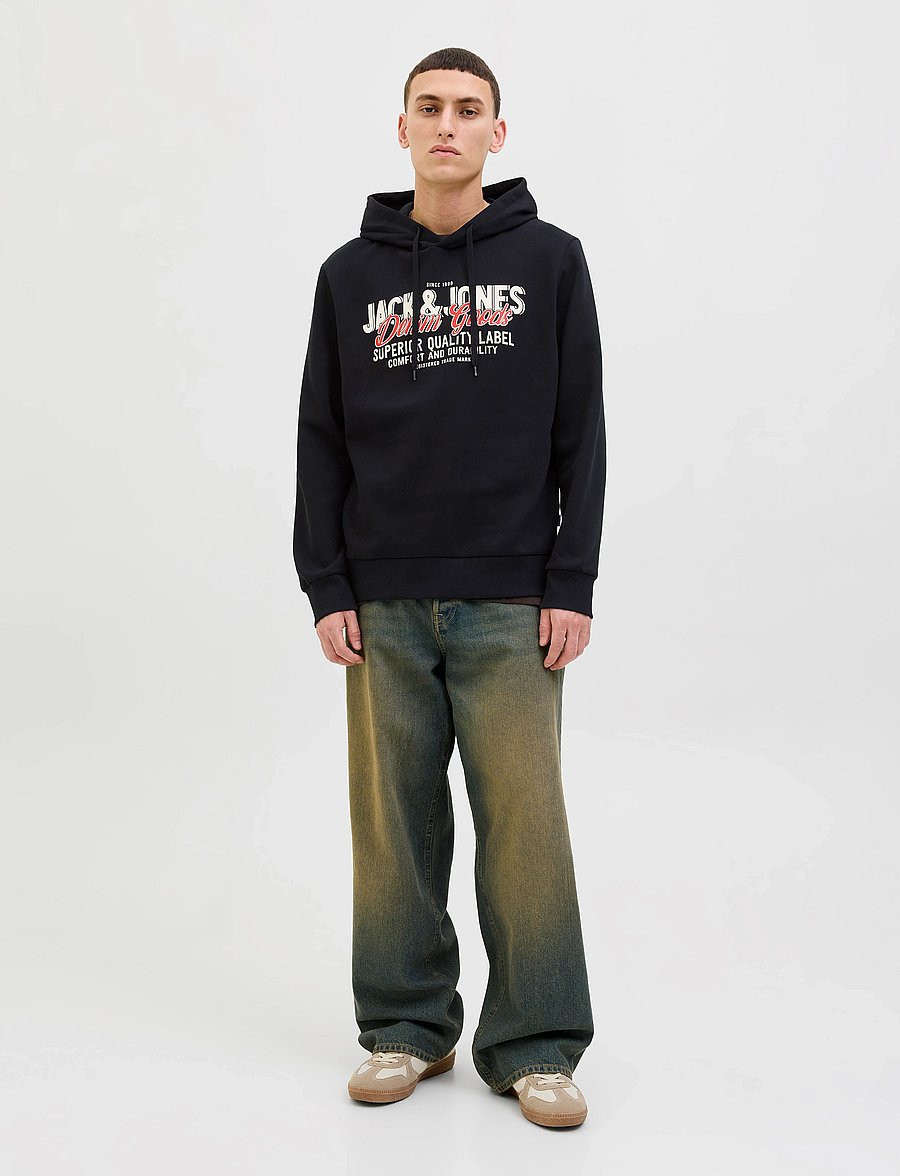 Jack & Jones - JJELOGO SWEAT HOOD 2 COL 25/26 NOOS - hættetrøjer - black - 4
