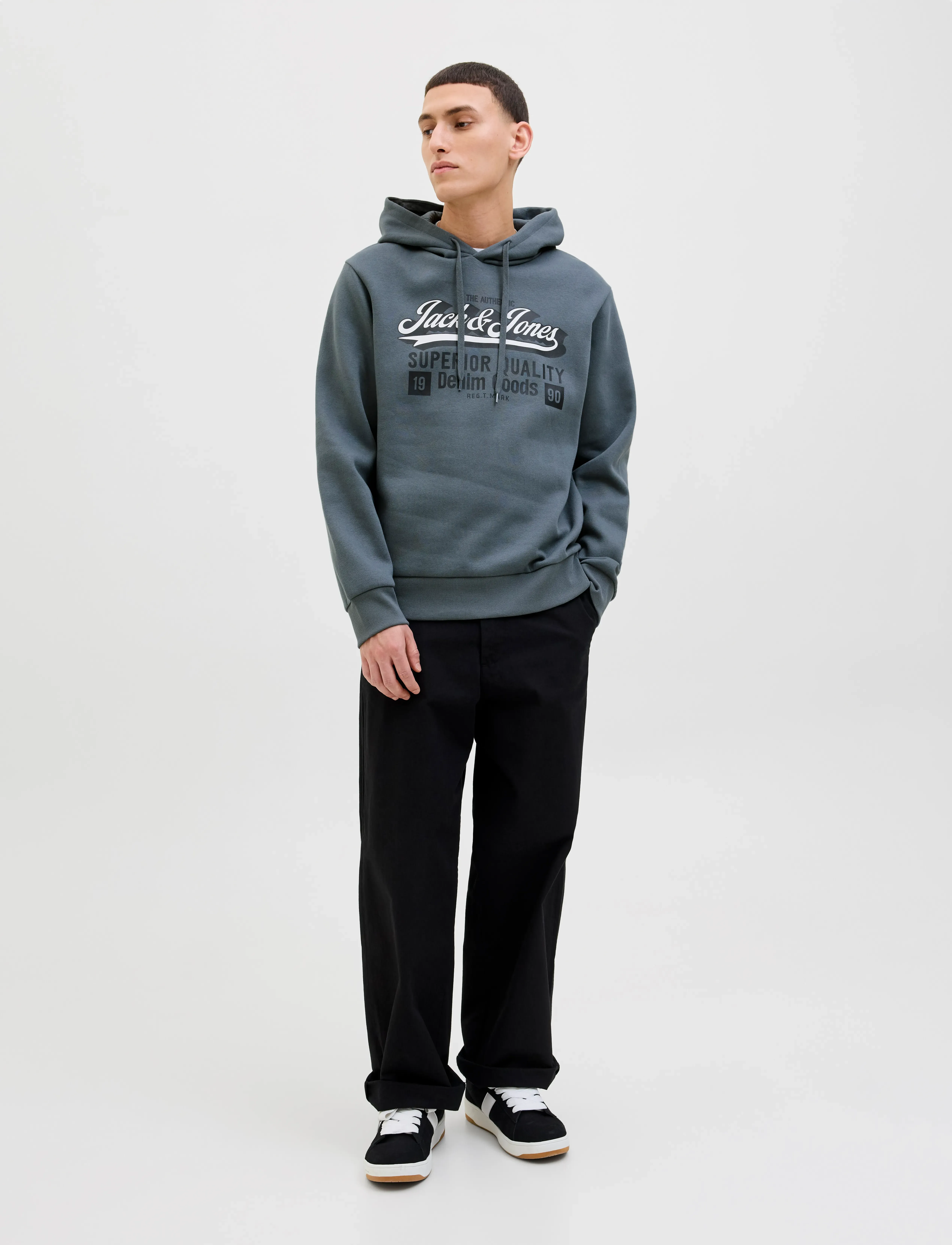 Jack & Jones - JJELOGO SWEAT HOOD 2 COL 25/26 NOOS - hættetrøjer - stormy weather - 5