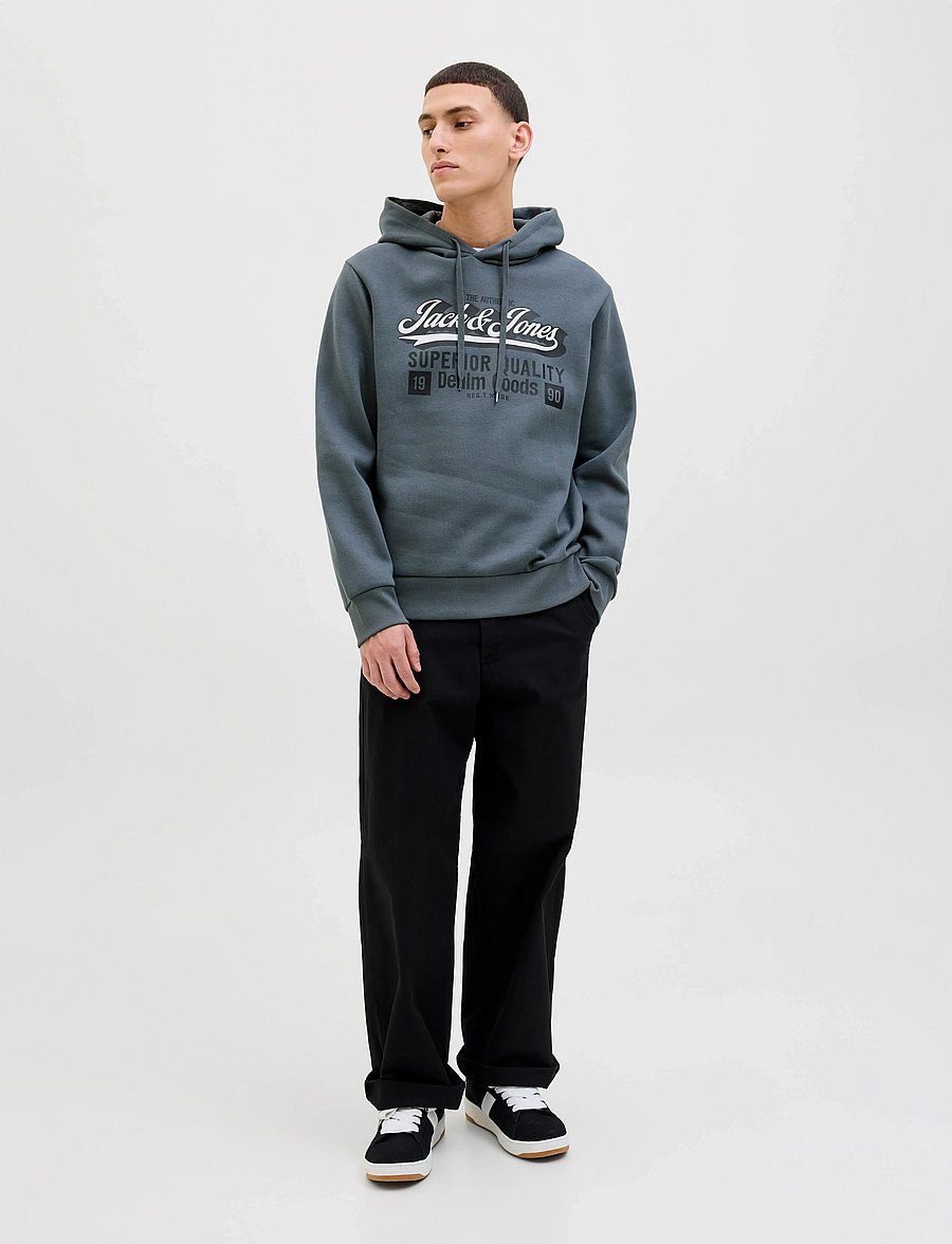 Jack & Jones - JJELOGO SWEAT HOOD 2 COL 25/26 NOOS - kapuzenpullover - stormy weather - 5