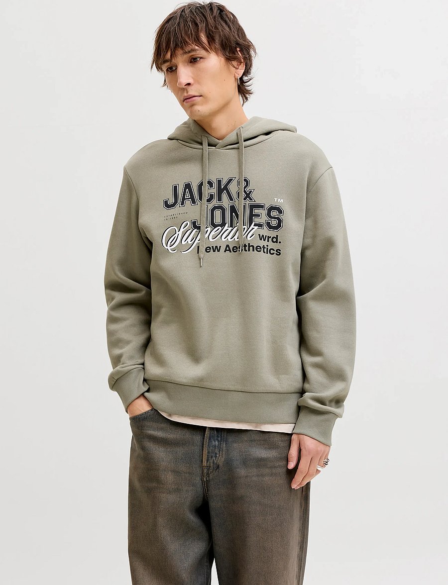 Jack & Jones - JJELOGO SWEAT HOOD 2 COL 25/26 NOOS - hoodies - vetiver - 0