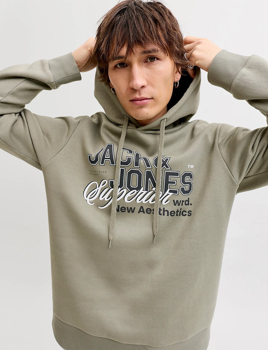 Jack & Jones - JJELOGO SWEAT HOOD 2 COL 25/26 NOOS - hoodies - vetiver - 5