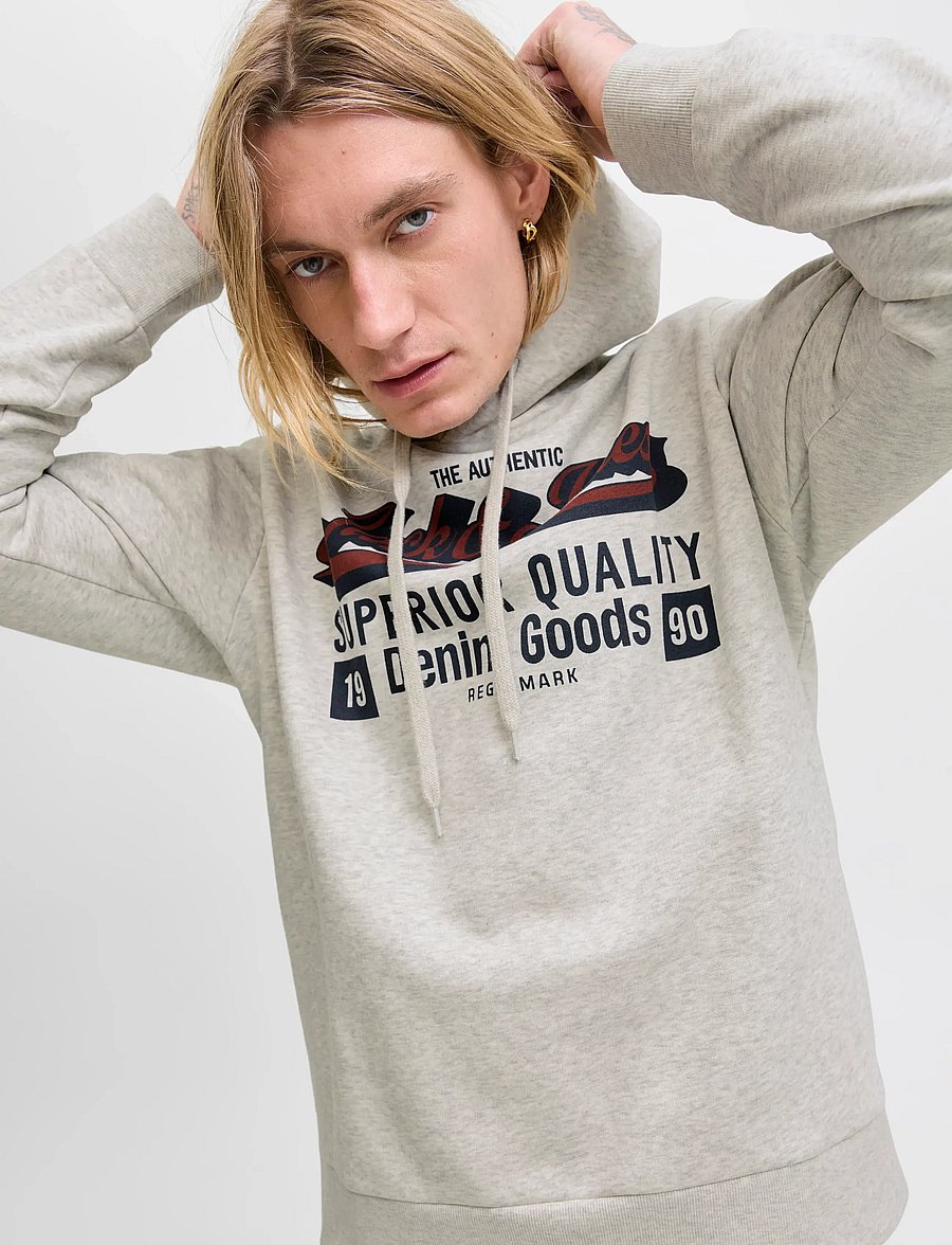 Jack & Jones - JJELOGO SWEAT HOOD 2 COL 25/26 NOOS - kapuzenpullover - white melange - 3