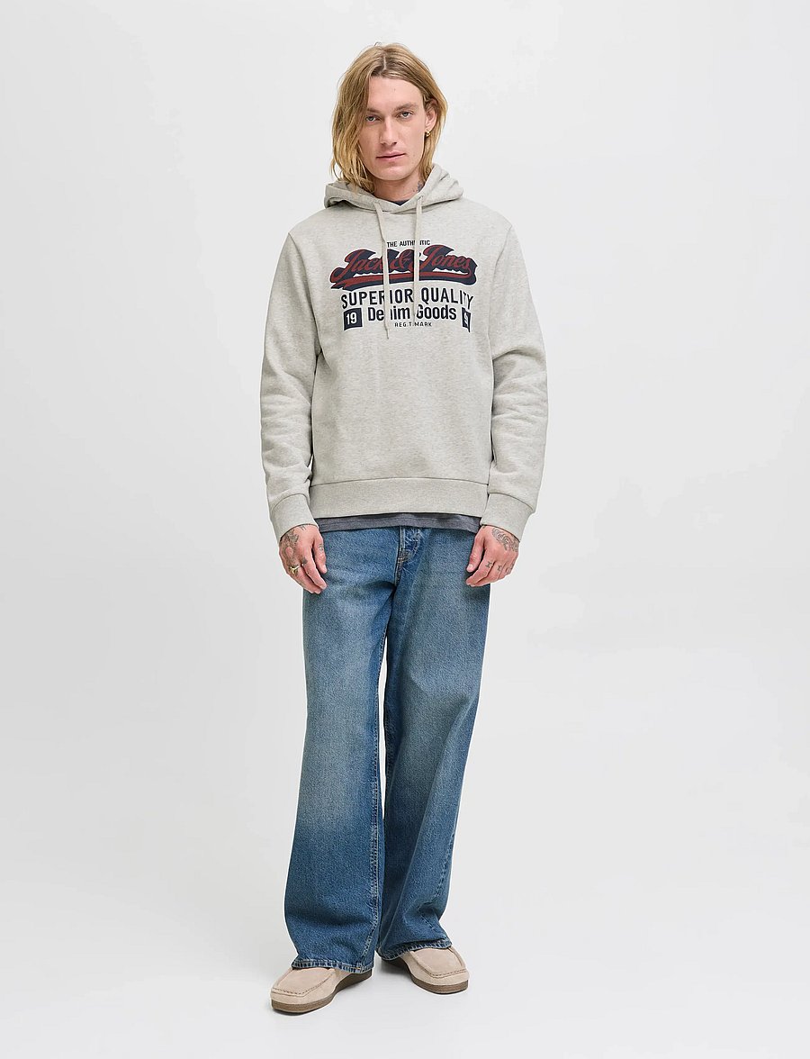 Jack & Jones - JJELOGO SWEAT HOOD 2 COL 25/26 NOOS - kapuzenpullover - white melange - 4