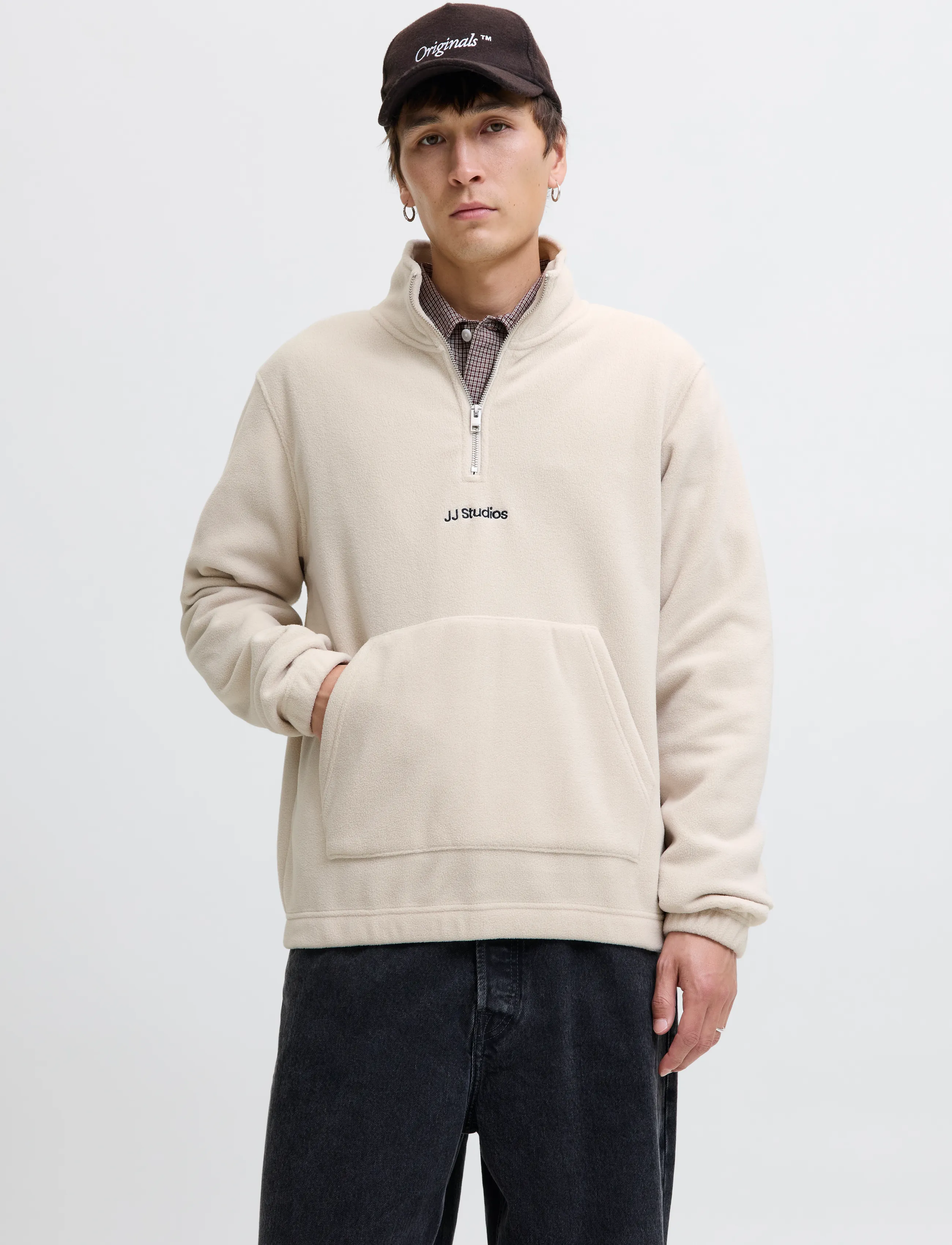 Jack & Jones JJESOHO HALF ZIP FLEECE SN - Sweatshirts - MOONBEAM / cream