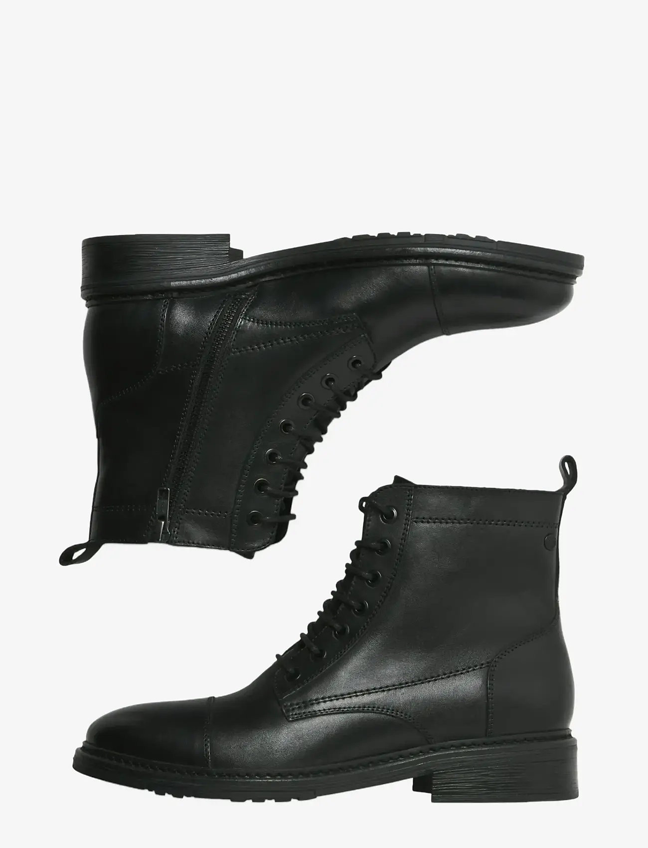 Jack & Jones - JFWWENTWORTH LEATHER BOOT LN - kängor med snörning - black - 3