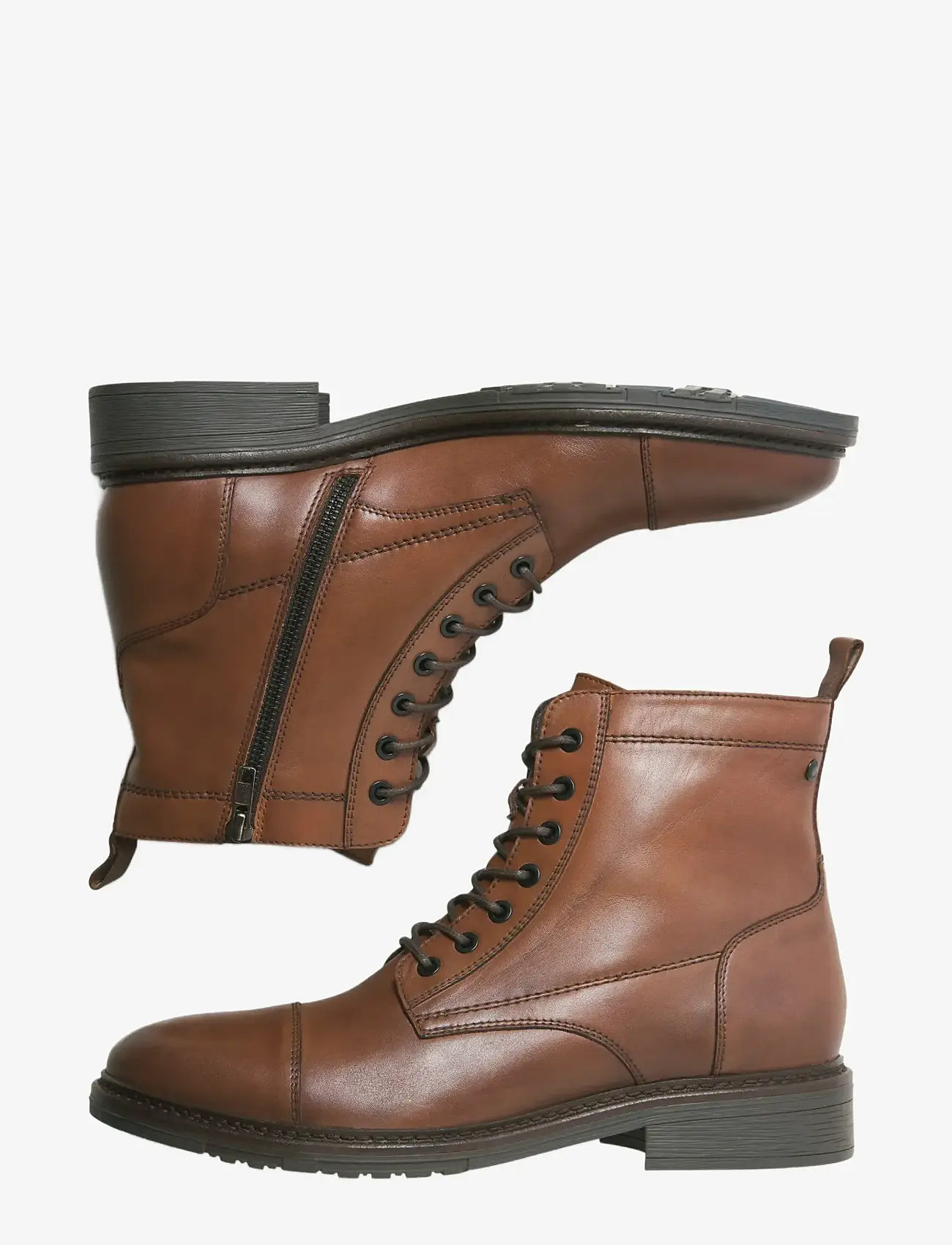 Jack & Jones - JFWWENTWORTH LEATHER BOOT LN - schnürboots - cognac - 3