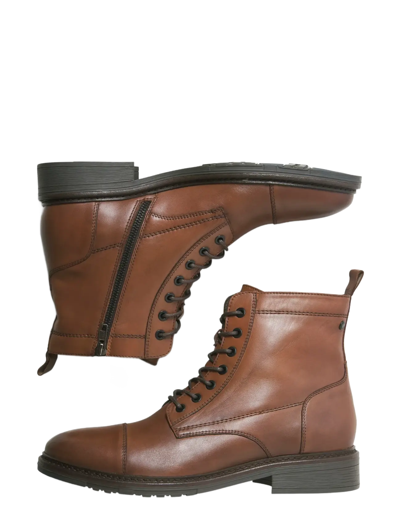 Jack & Jones - JFWWENTWORTH LEATHER BOOT LN - laced boots - cognac - 3