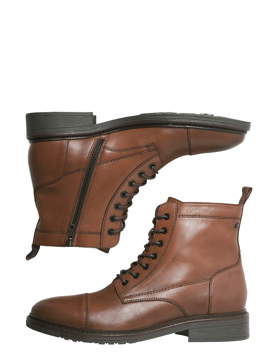 Jack & Jones - JFWWENTWORTH LEATHER BOOT LN - kängor med snörning - cognac - 3