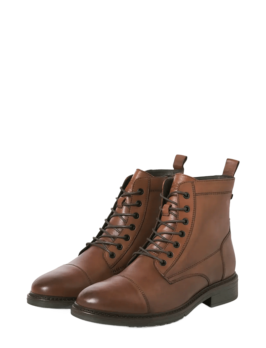 Jack & Jones - JFWWENTWORTH LEATHER BOOT LN - kängor med snörning - cognac - 4