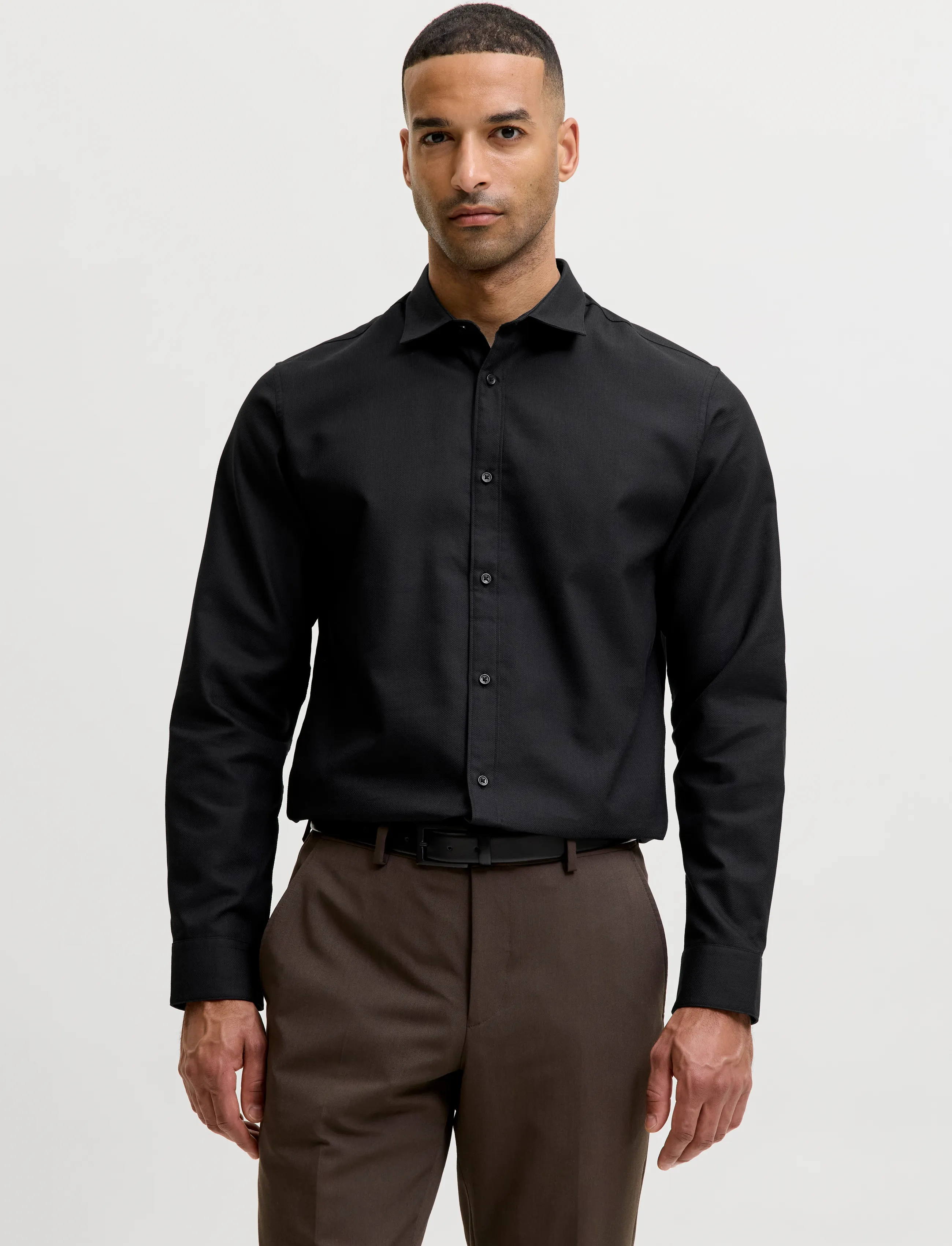 Jack & Jones JJEJOE STRUCTURE SHIRT L/S NOOS - Shirts - BLACK / black