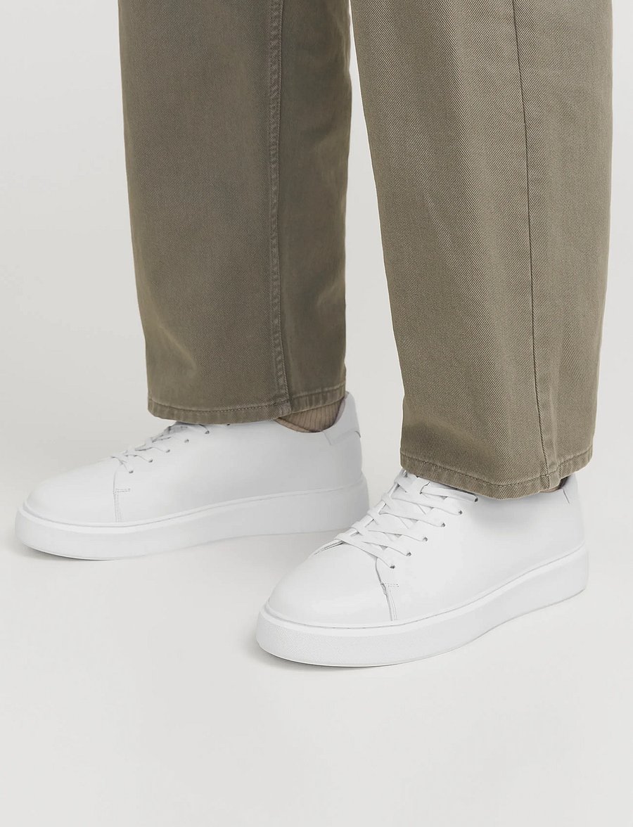Jack & Jones - JFWSTOCKHOLM LEATHER SNEAKER NOOS - madala säärega - bright white - 0