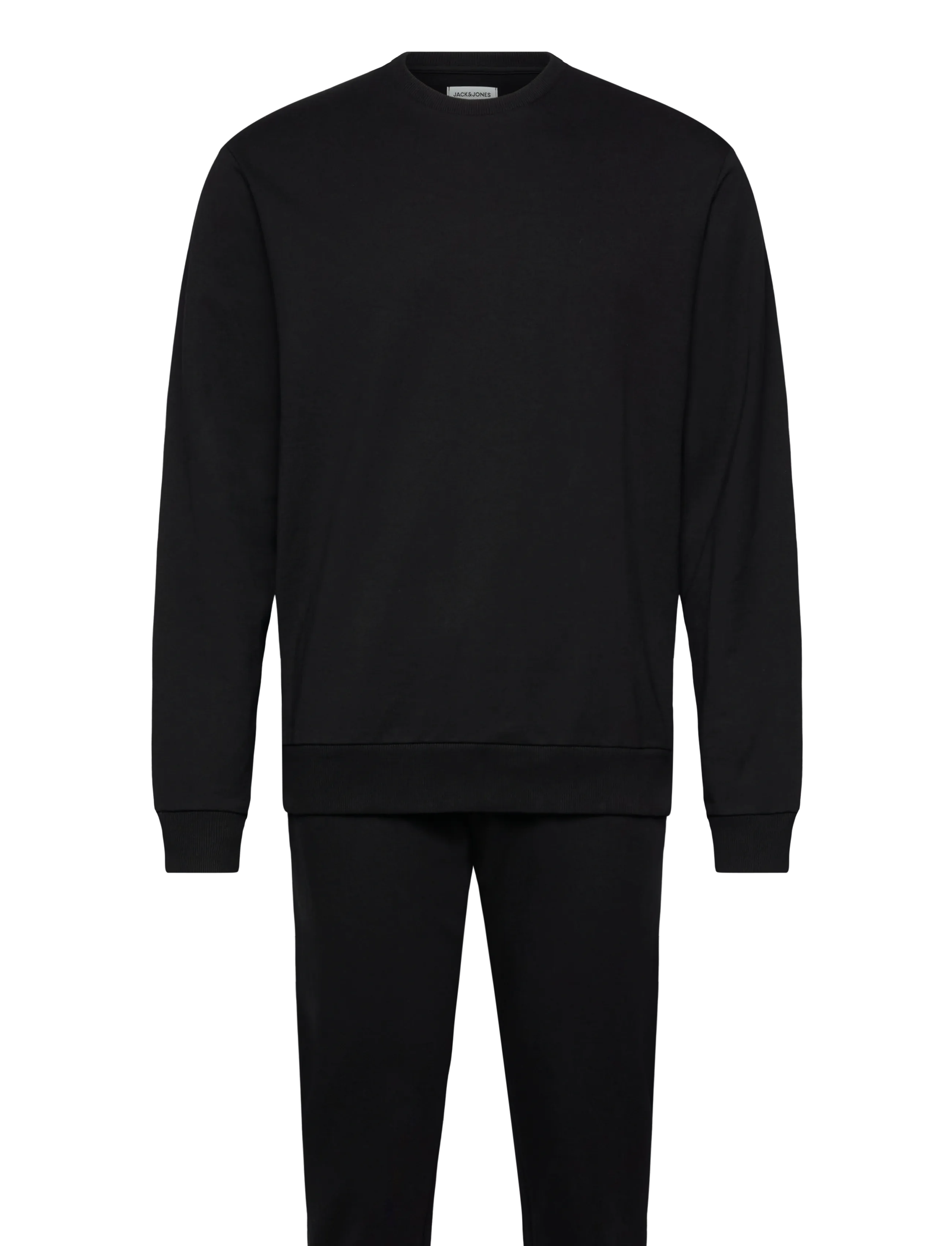 JACK & JONES Jacterry Ls Crew Neck Und Hosen Set W Schwarz - M - Herren