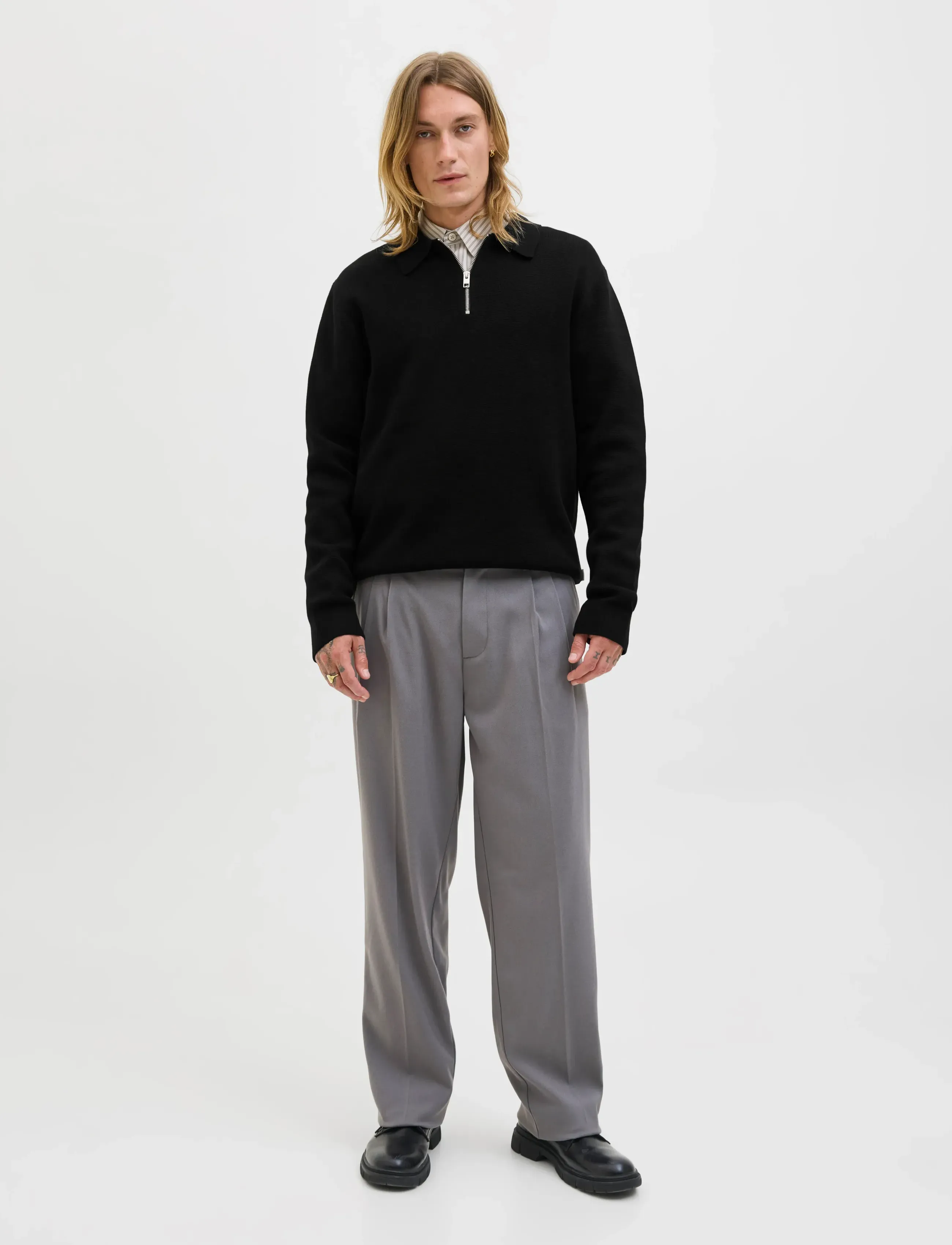 Jprblamilano Stitch Knit Zip Polo Sn 3