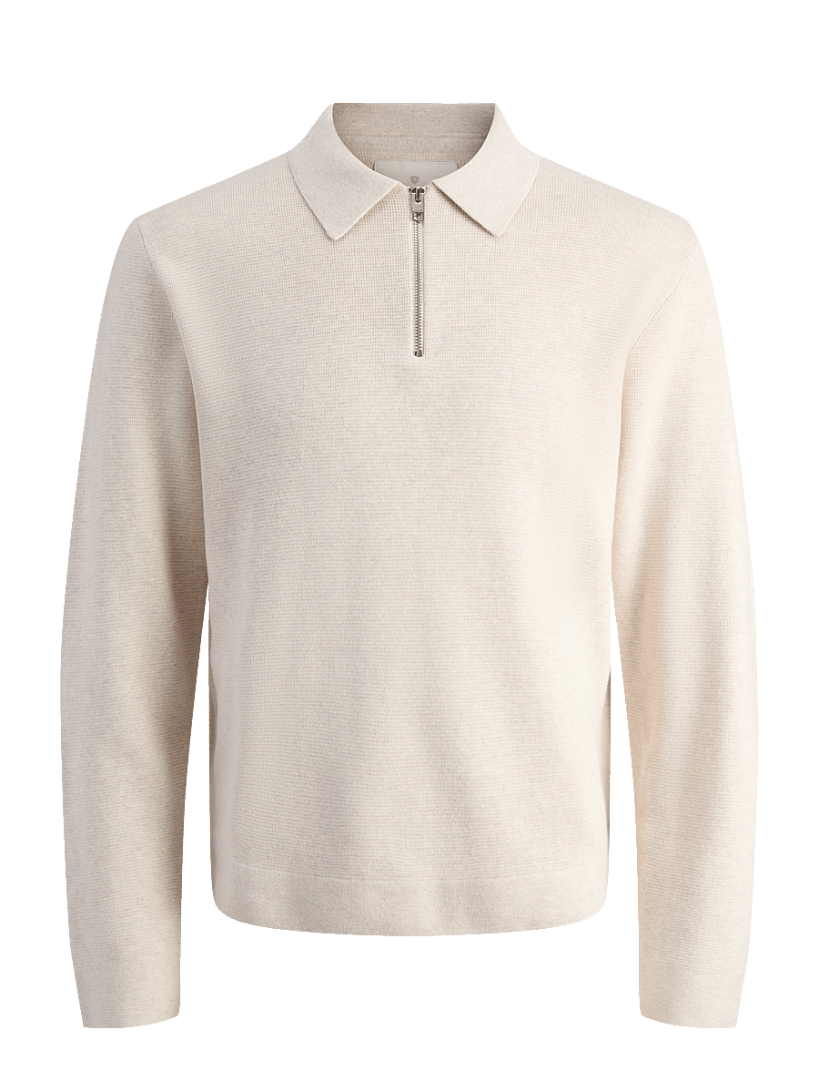 Jack & Jones - JPRBLAMILANO STITCH KNIT ZIP POLO SN - half zip jumpers - cloud dancer - 1