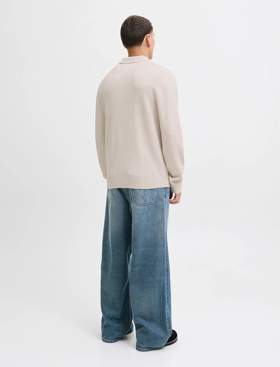 Jack & Jones - JPRBLAMILANO STITCH KNIT ZIP POLO SN - half zip jumpers - cloud dancer - 2