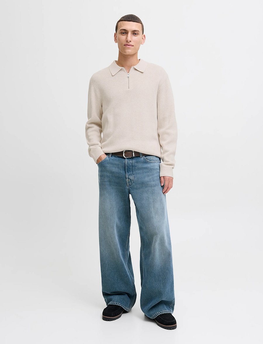 Jack & Jones - JPRBLAMILANO STITCH KNIT ZIP POLO SN - half zip jumpers - cloud dancer - 3